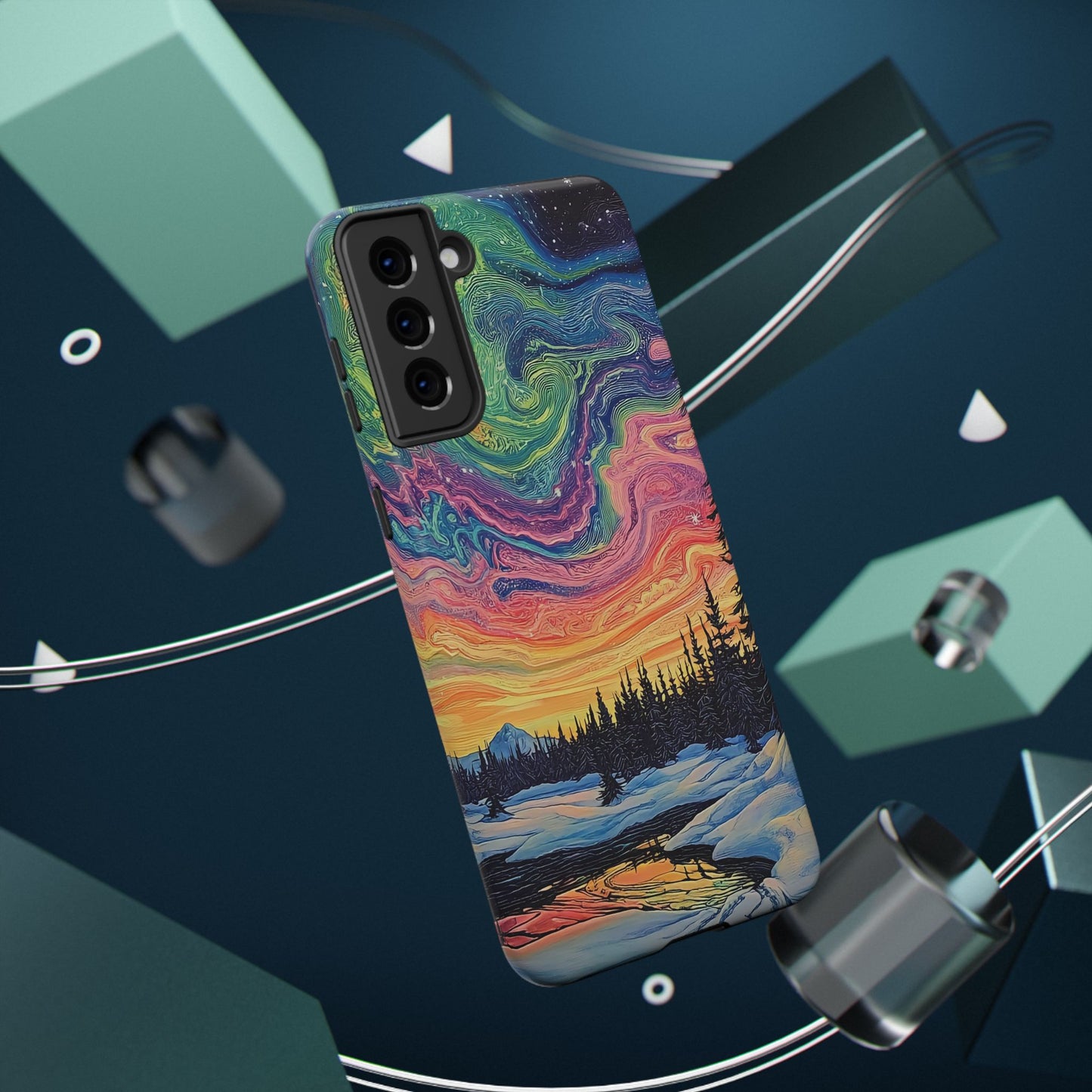Nature-Inspired Impact-Resistant Phone Case - Vibrant Galaxy Sky Design