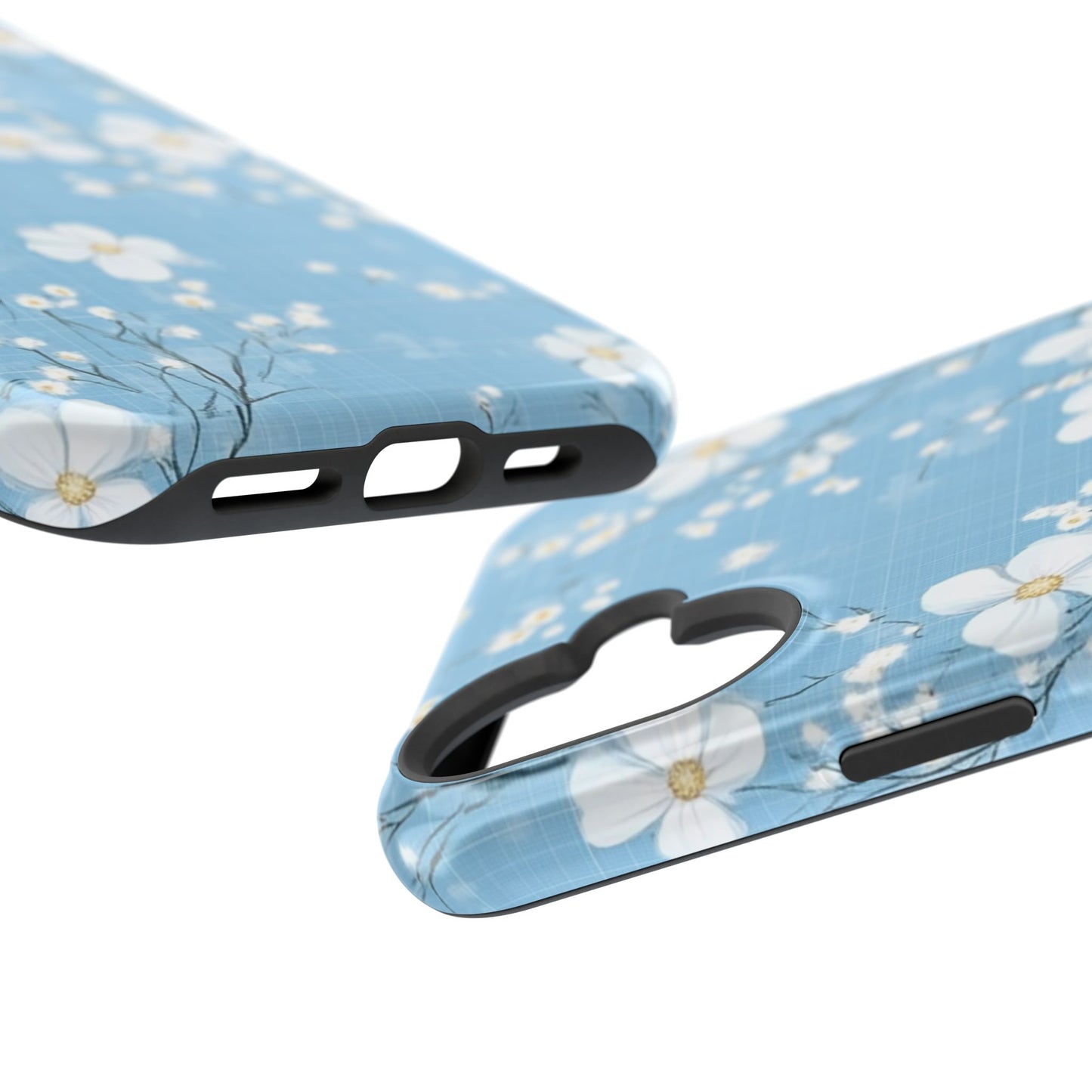 Powder Blue Floral Impact-Resistant Phone Case