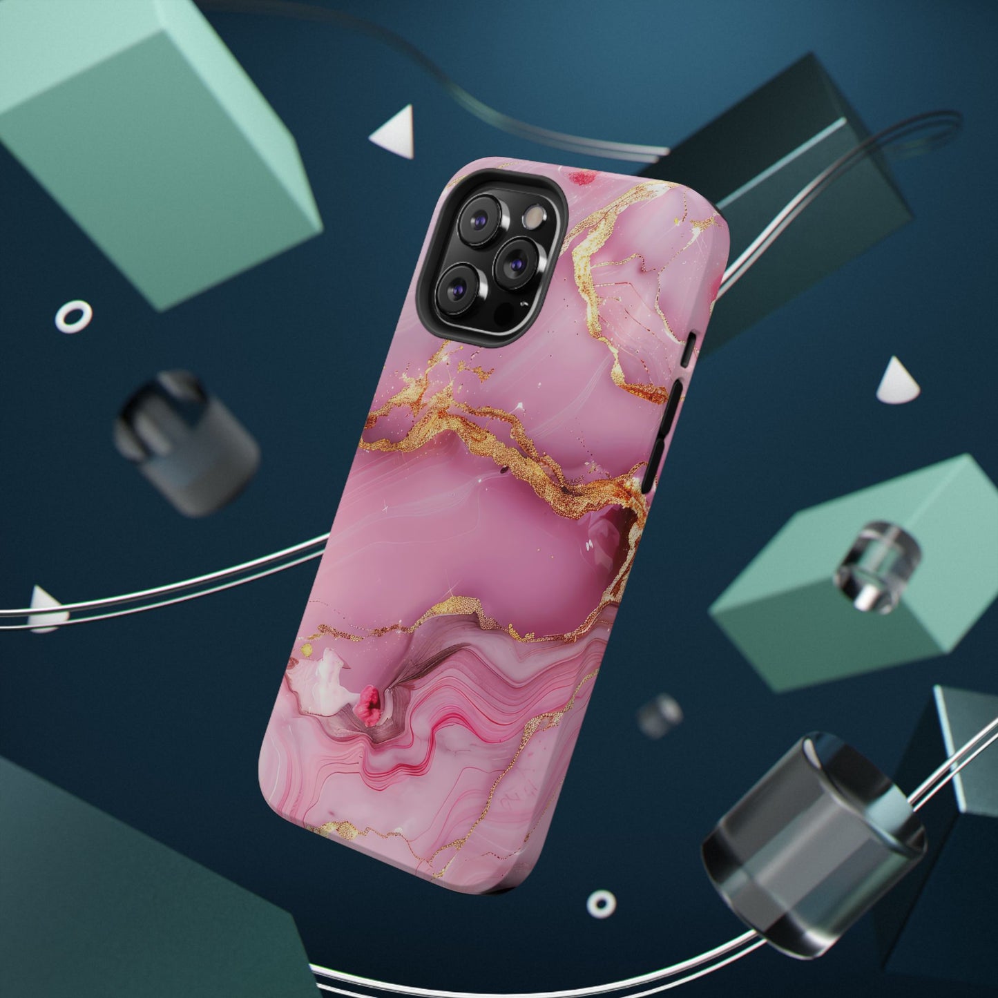 Elegant Marble Phone Case - Pink & Gold
