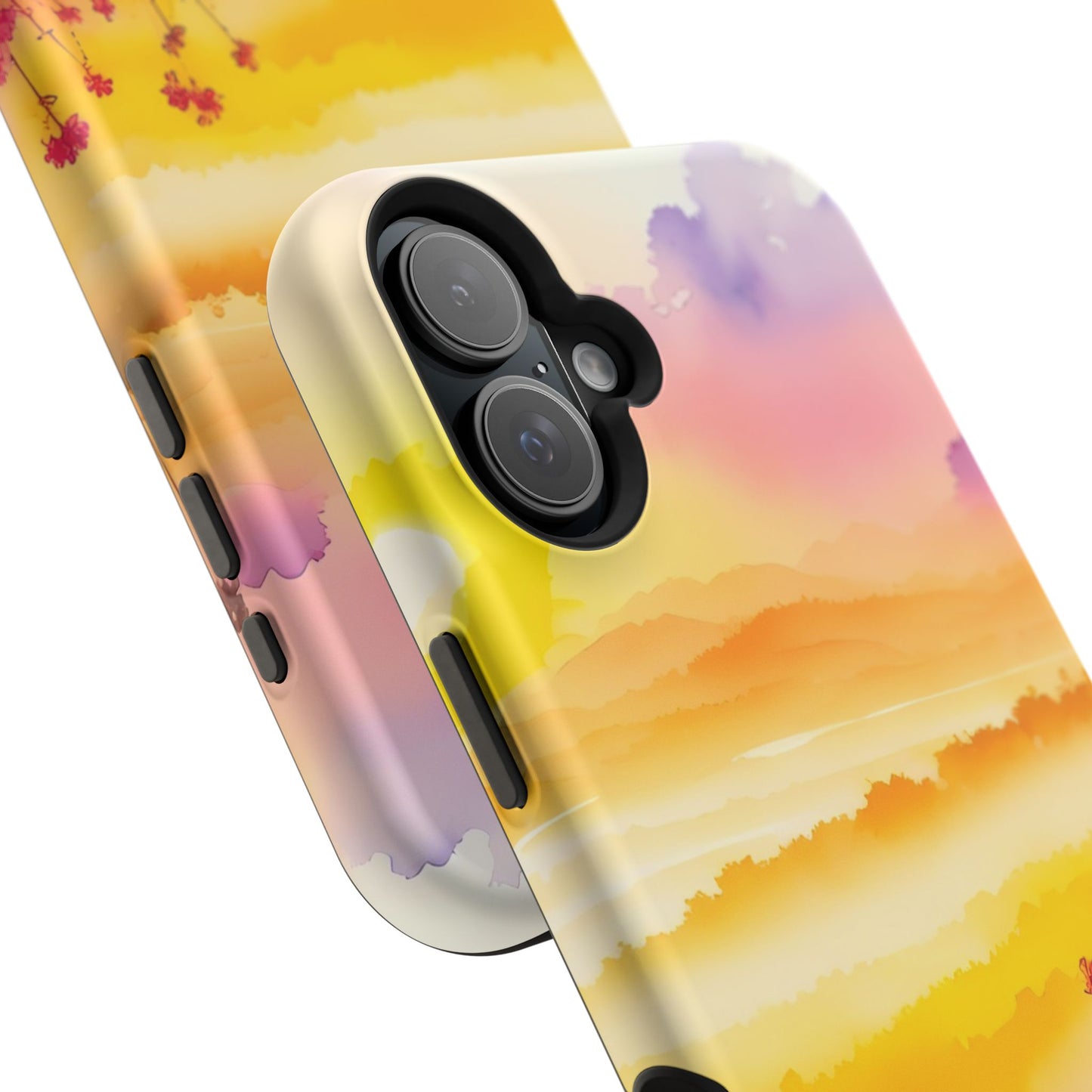 Scenic Landscape IPhone Case - Floral Sunset Design