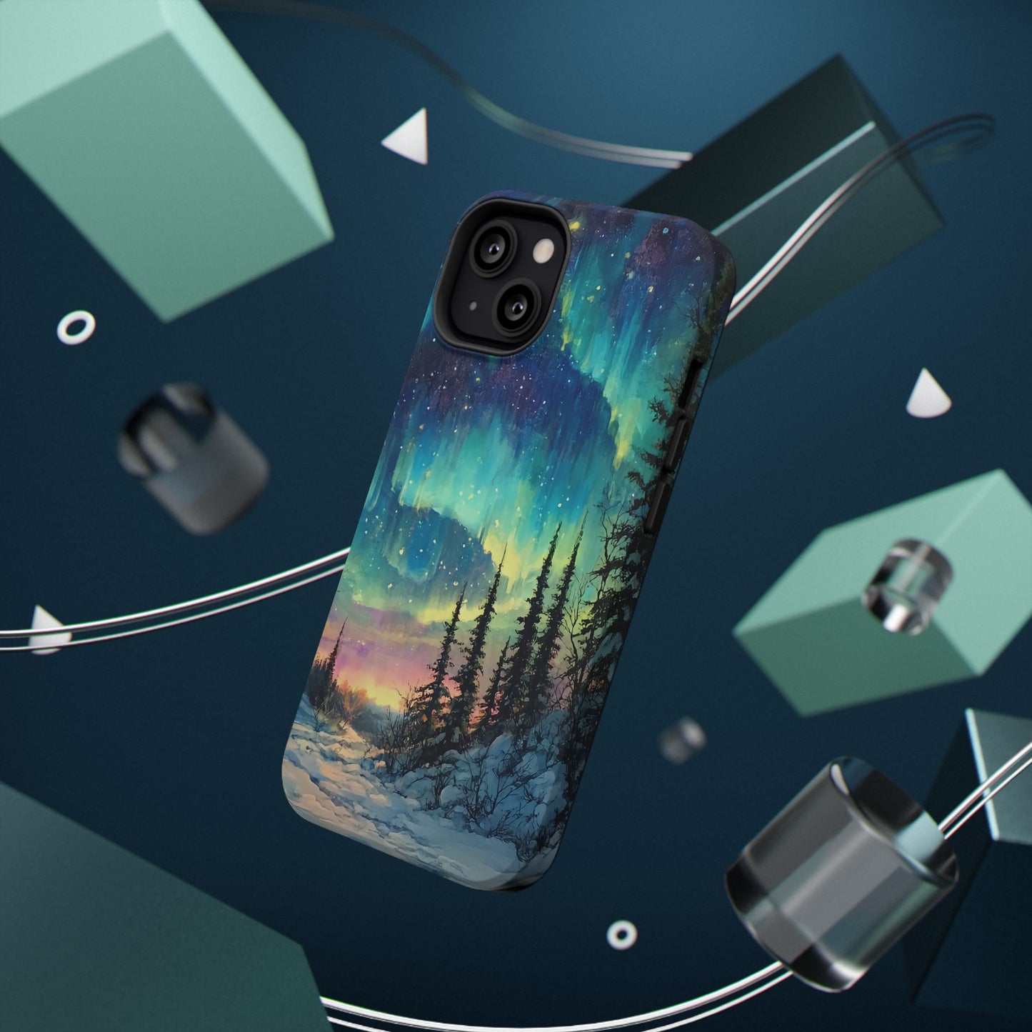 Aurora Borealis Impact-Resistant Phone Case - Durable Protection with Stunning Northern Lights Design