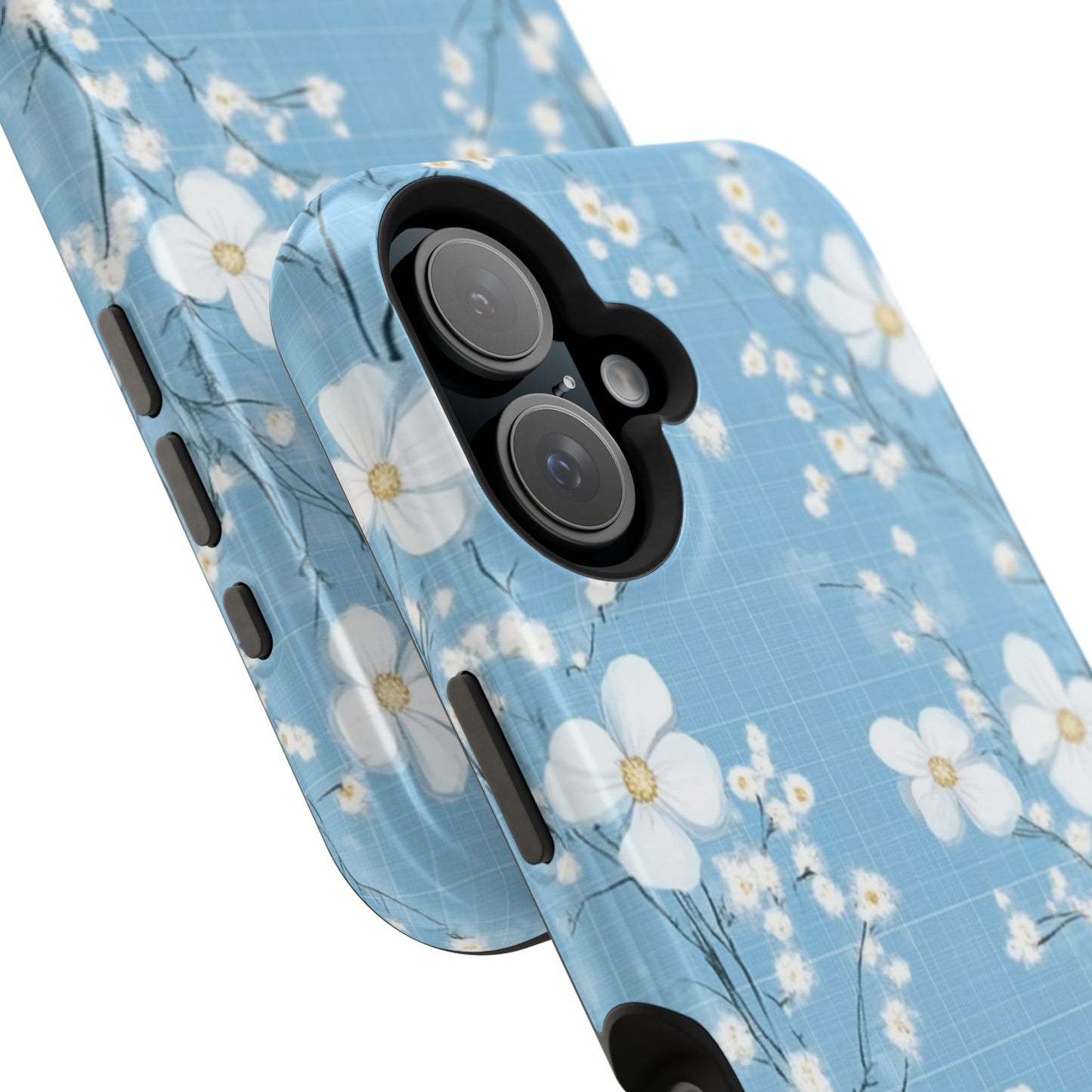 Powder Blue Floral Impact-Resistant Phone Case