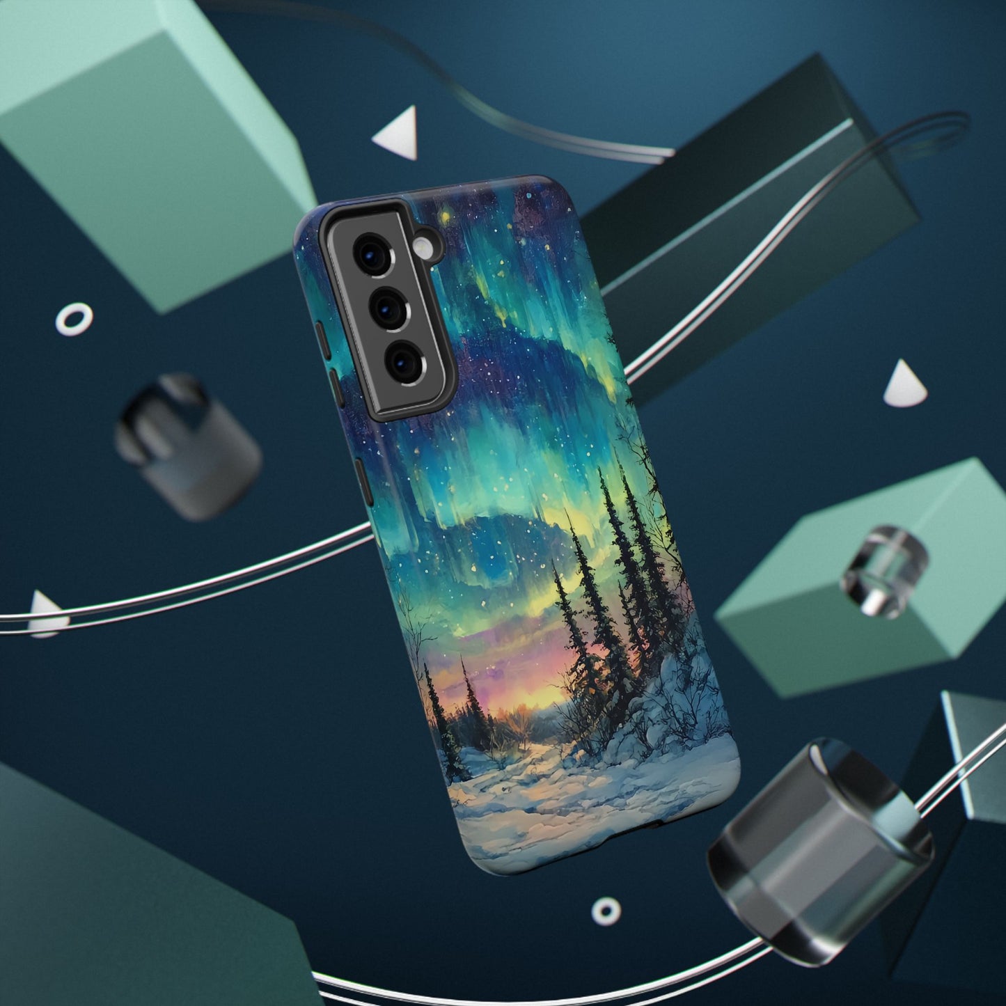 Aurora Borealis Impact-Resistant Phone Case - Durable Protection with Stunning Northern Lights Design