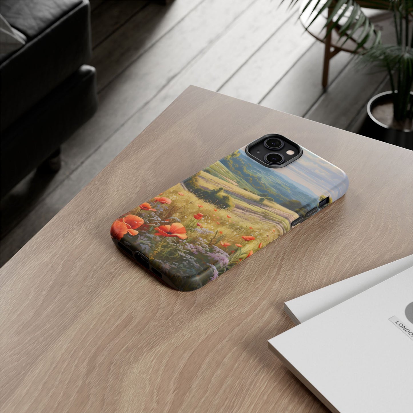 Phone Case with Beautiful Poppy Field Design