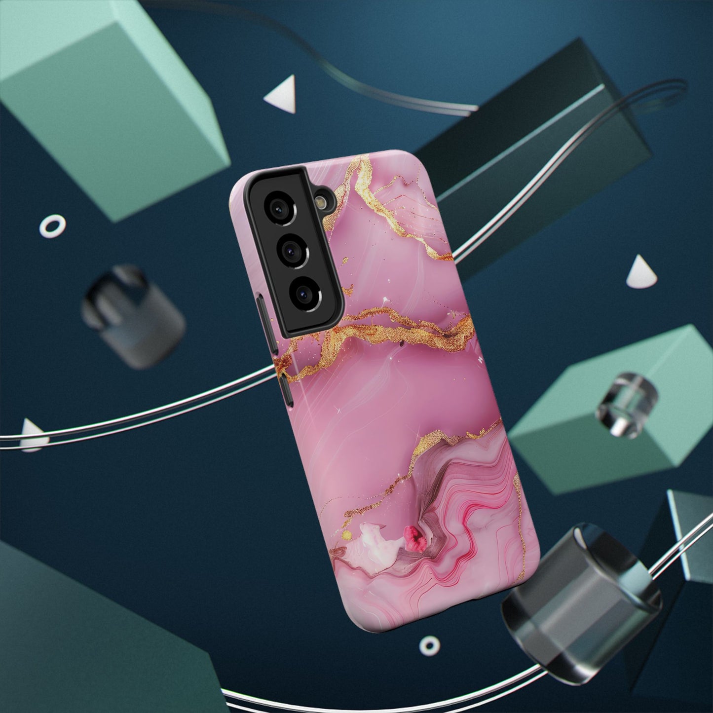 Elegant Marble Phone Case - Pink & Gold