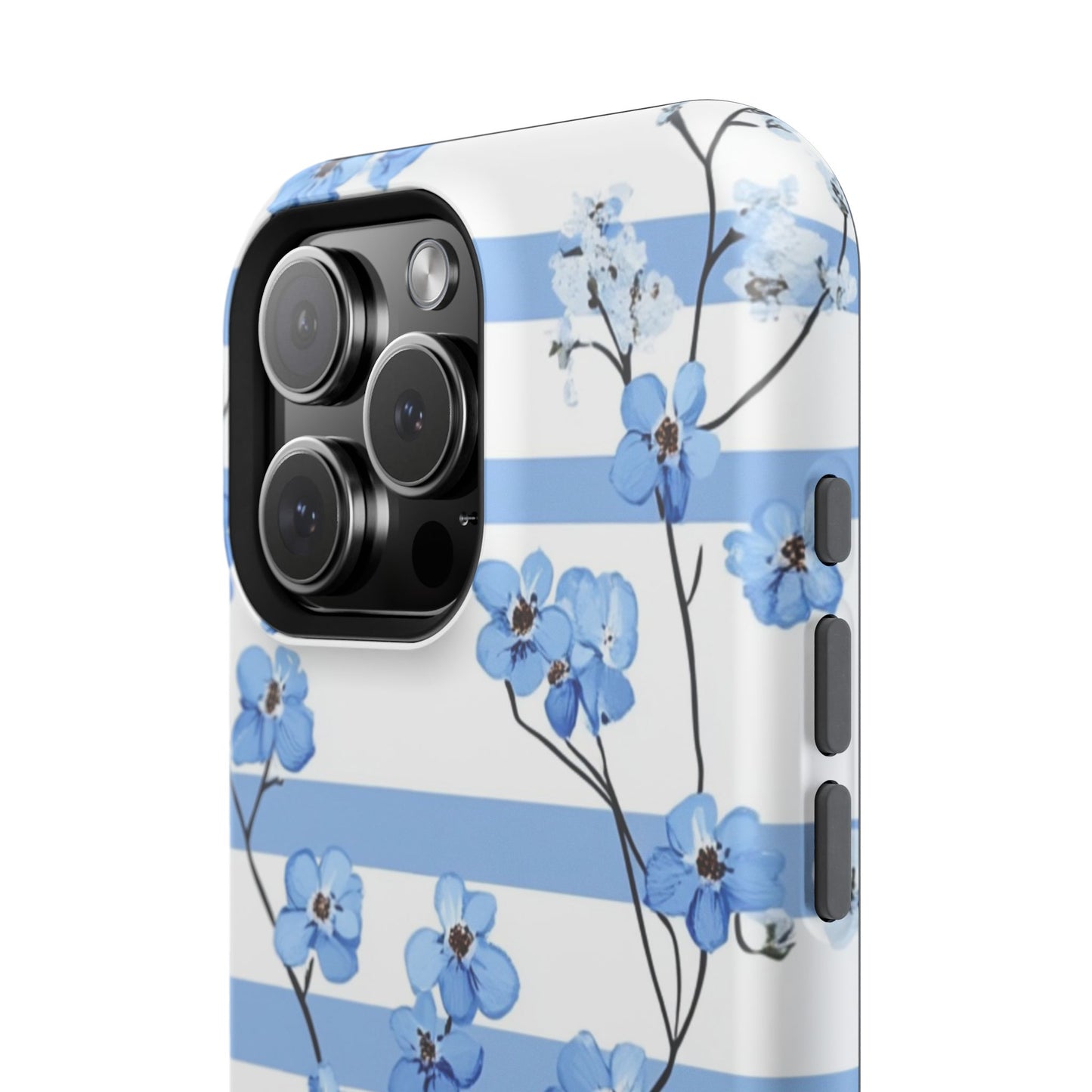 Blue stripe Floral Impact-Resistant Phone Case