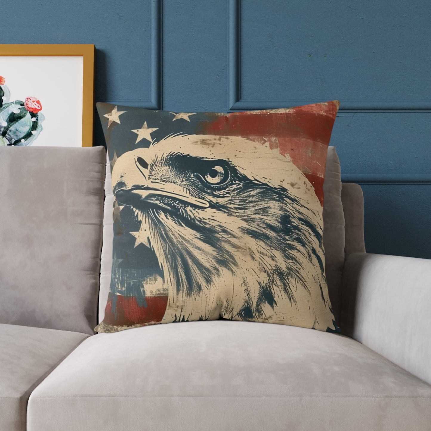 Patriotic Eagle Throw Pillow - Vintage American Flag Design