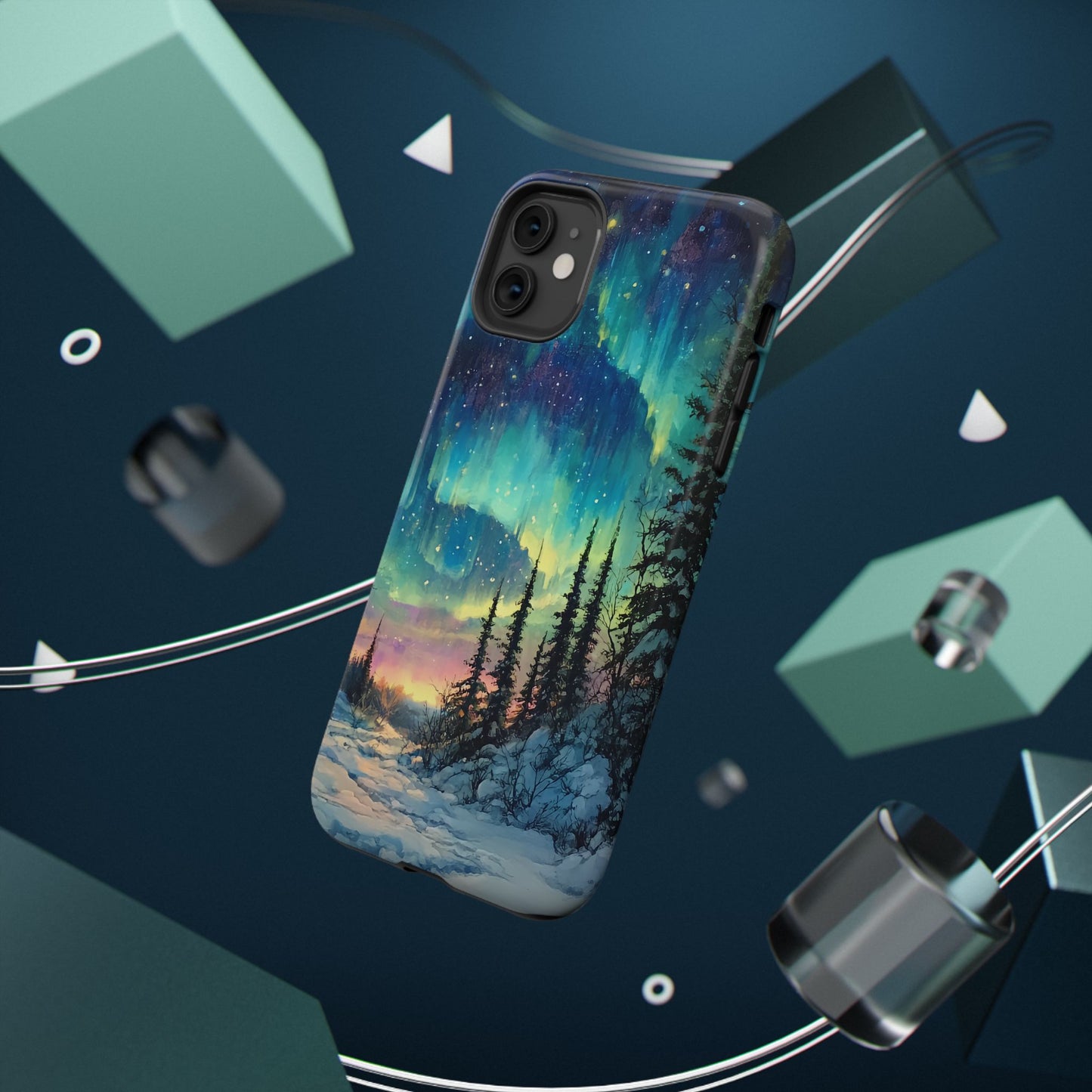 Aurora Borealis Impact-Resistant Phone Case - Durable Protection with Stunning Northern Lights Design