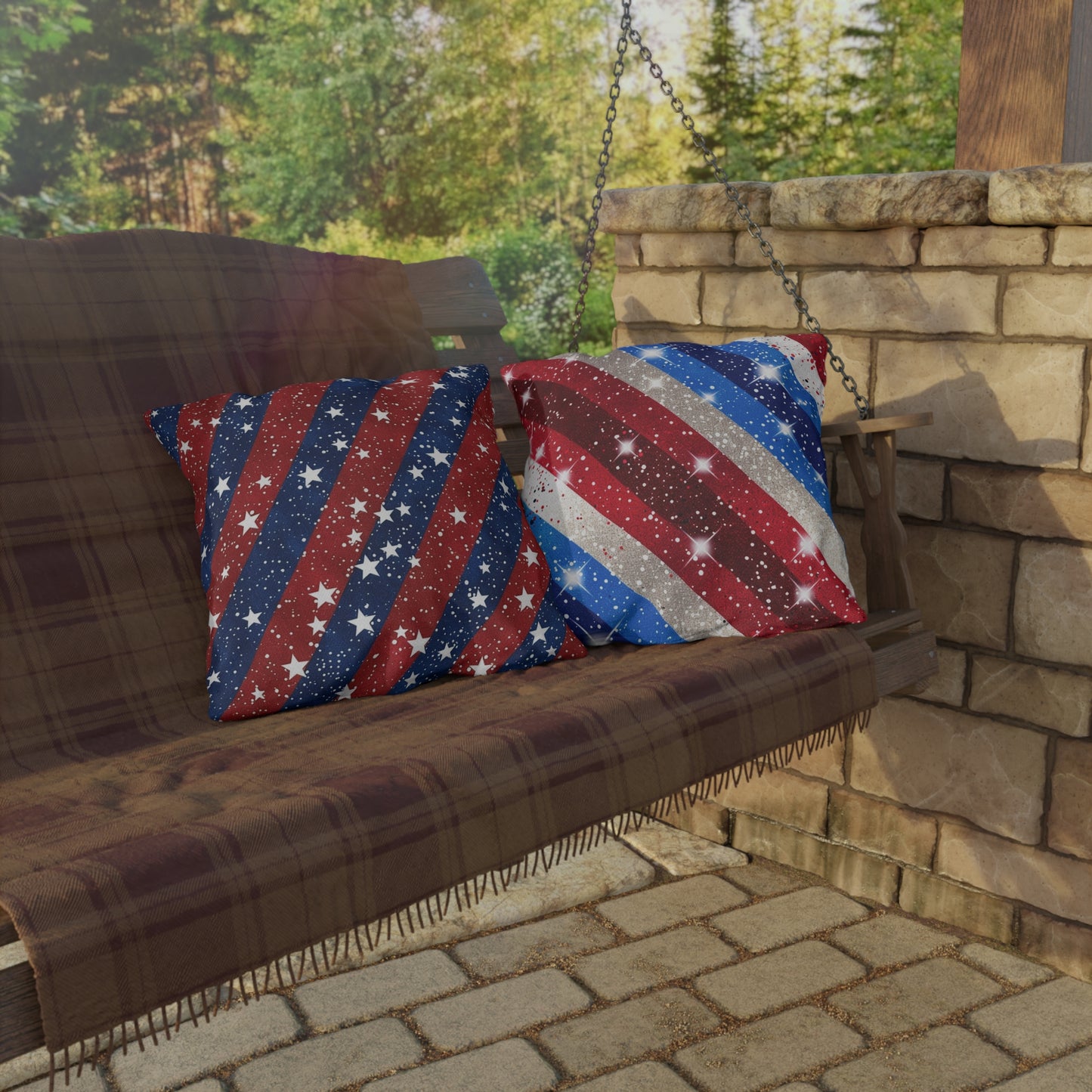 Patriotic Outdoor Pillows - Red, White & Blue Star Design for Summer Celebrations