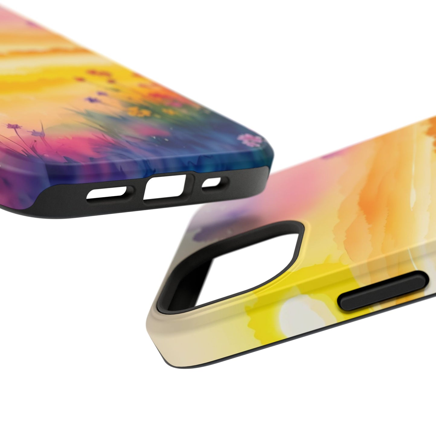Scenic Landscape IPhone Case - Floral Sunset Design