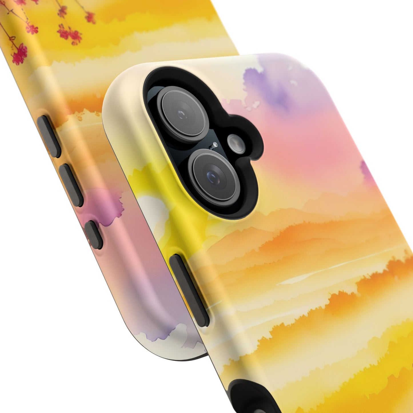 Scenic Landscape IPhone Case - Floral Sunset Design