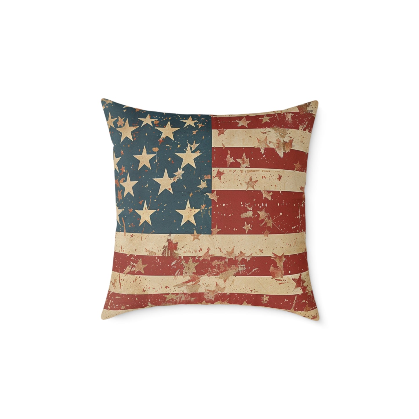 Patriotic Poly Canvas Pillow with American Flag