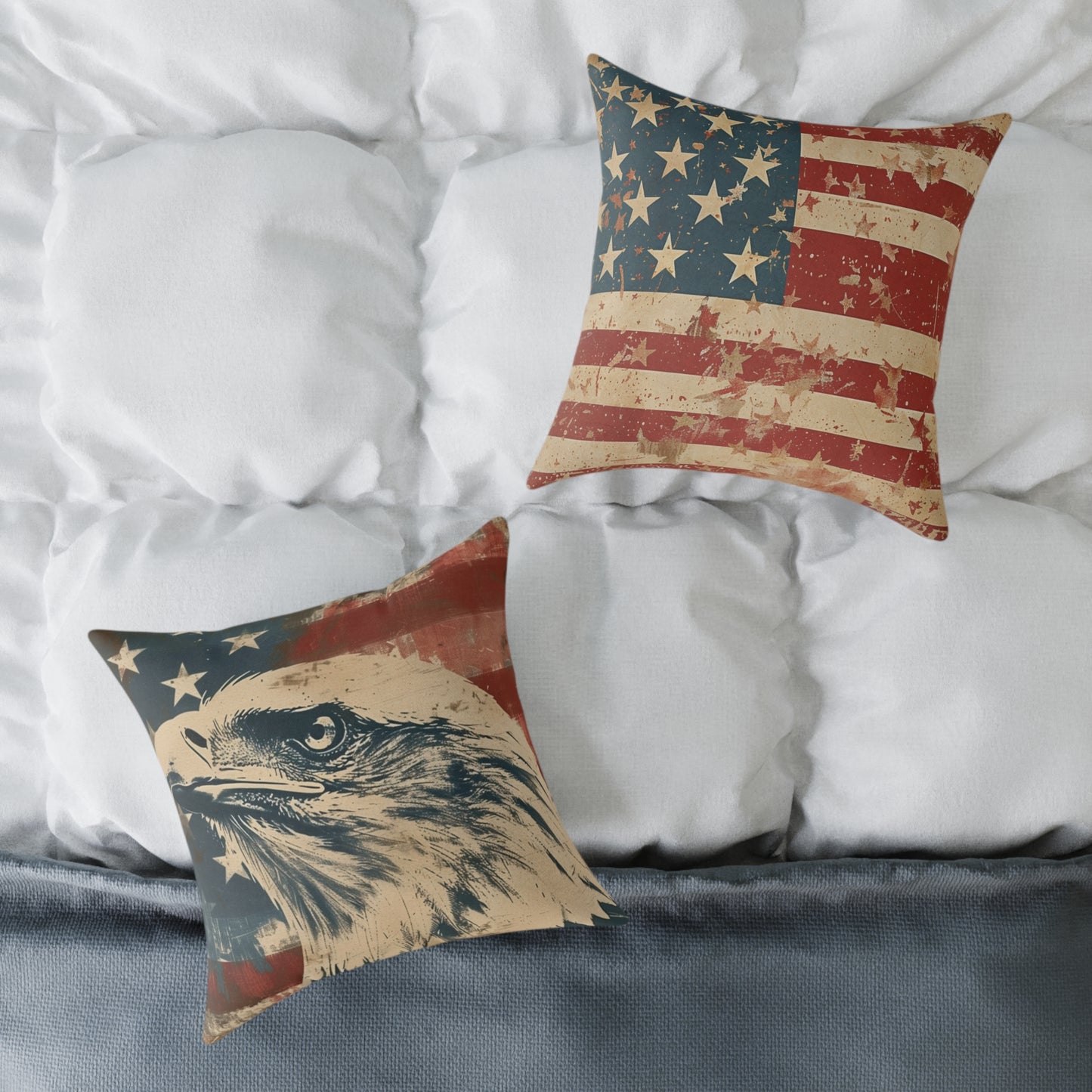 Patriotic Eagle Throw Pillow - Vintage American Flag Design