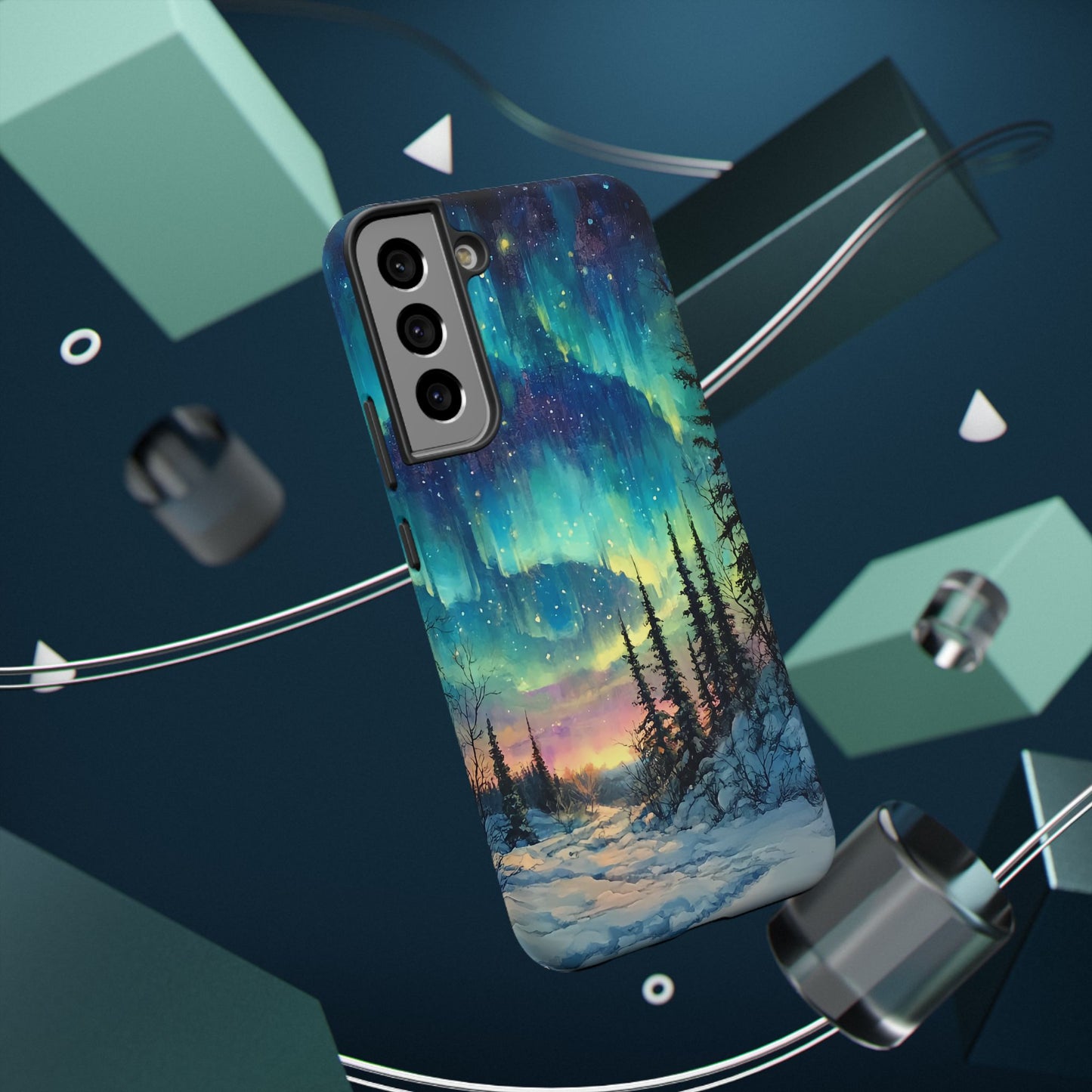 Aurora Borealis Impact-Resistant Phone Case - Durable Protection with Stunning Northern Lights Design