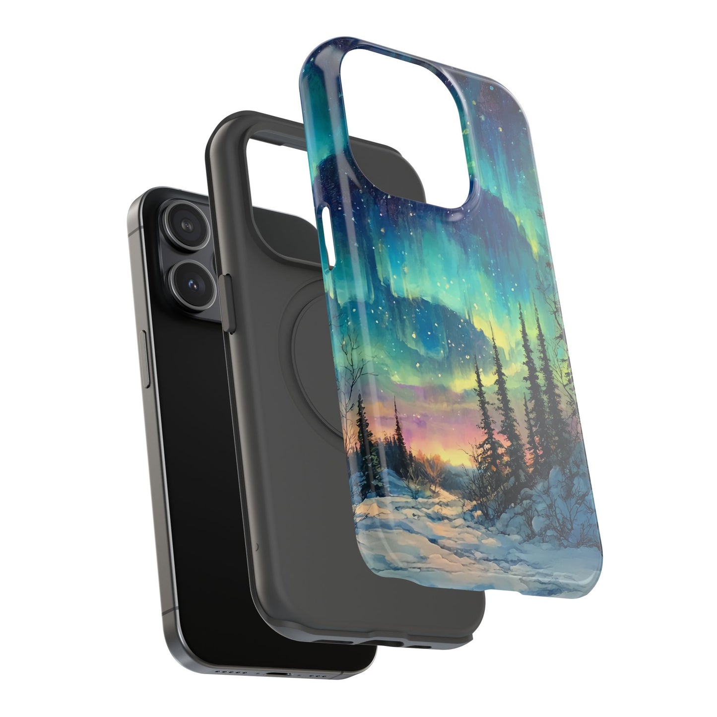 Aurora Borealis Impact-Resistant Phone Case - Durable Protection with Stunning Northern Lights Design