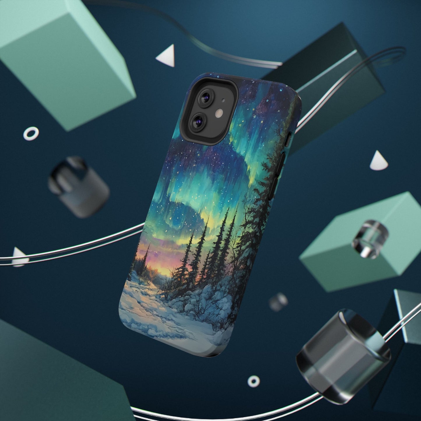 Aurora Borealis Impact-Resistant Phone Case - Durable Protection with Stunning Northern Lights Design