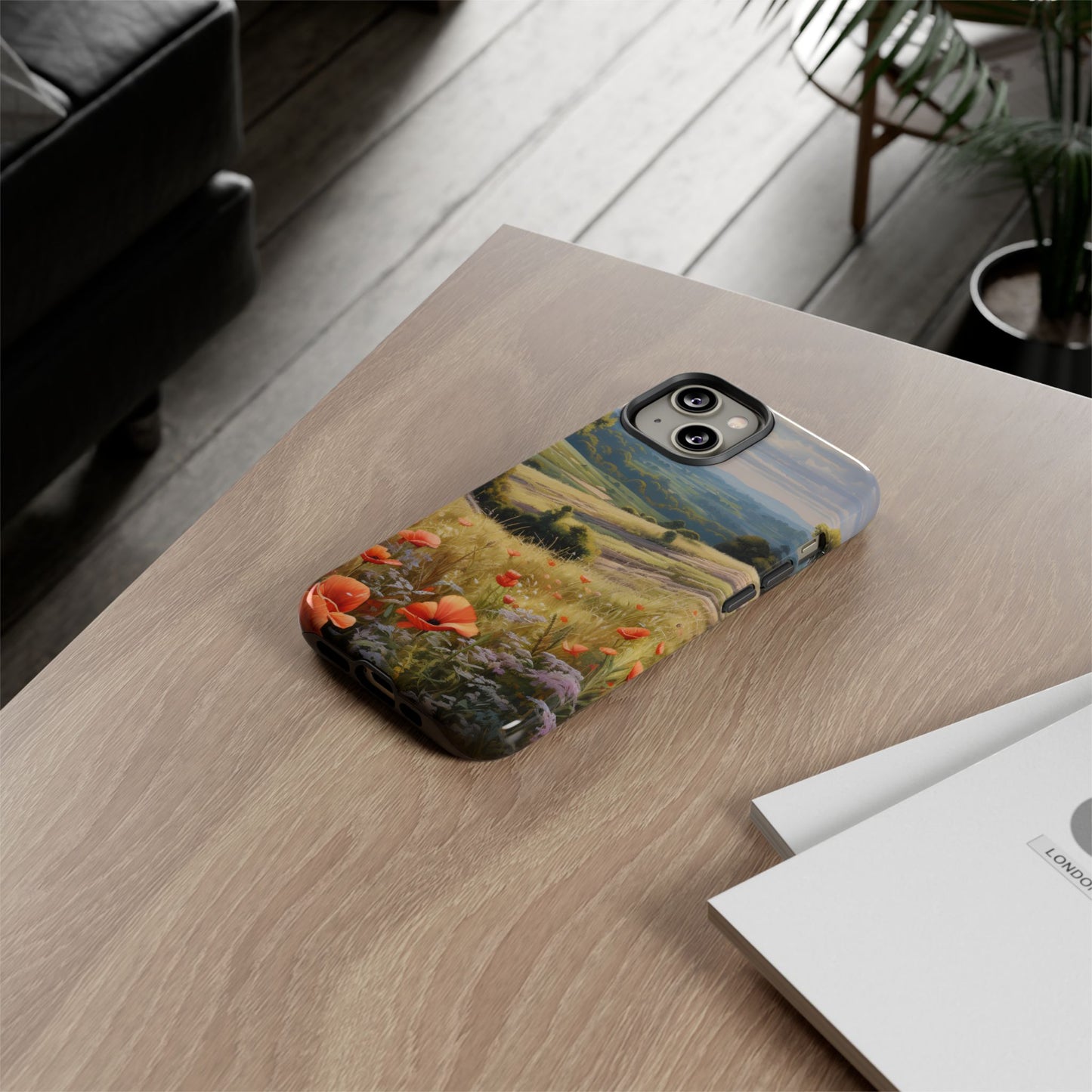 Phone Case with Beautiful Poppy Field Design
