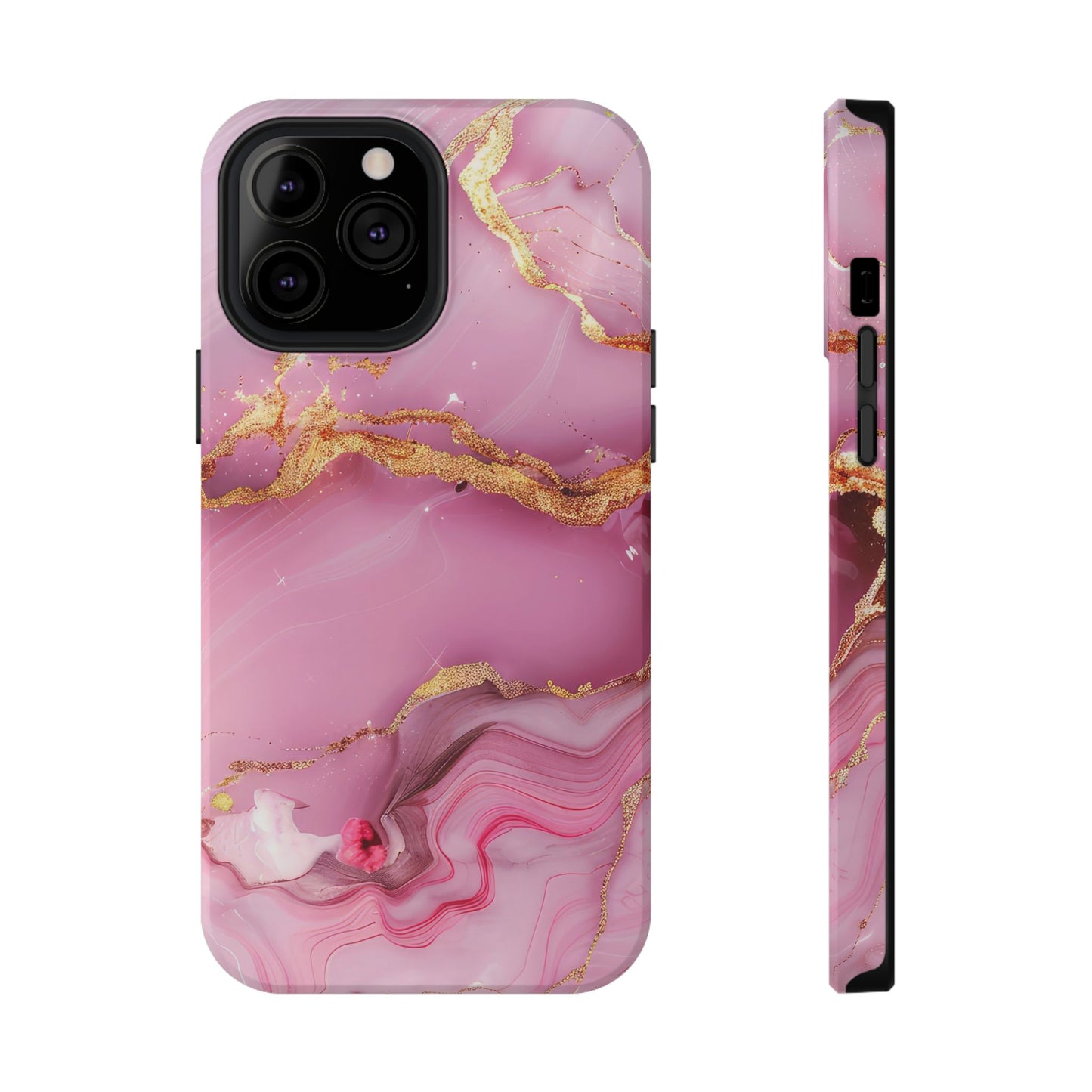 Elegant Marble Phone Case - Pink & Gold