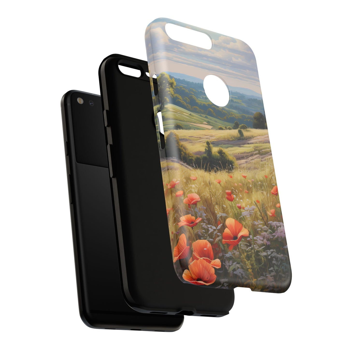 Phone Case with Beautiful Poppy Field Design