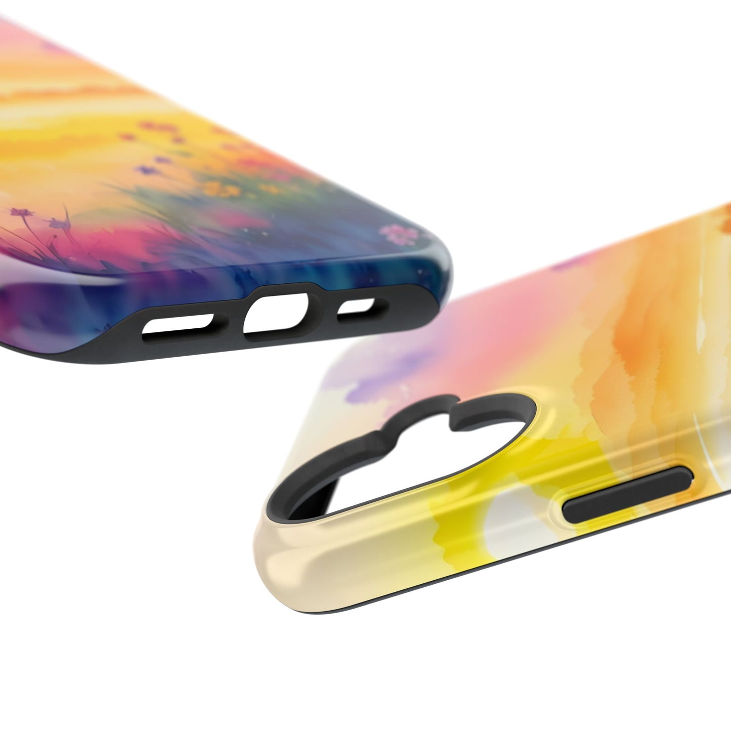 Scenic Landscape IPhone Case - Floral Sunset Design