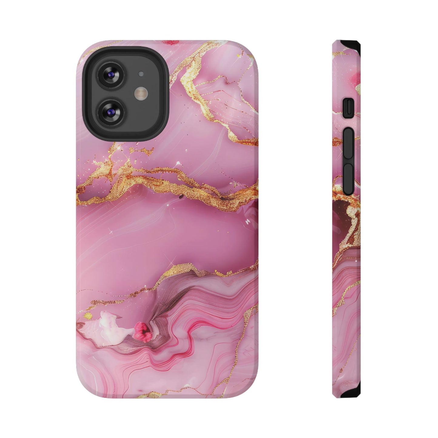Elegant Marble Phone Case - Pink & Gold