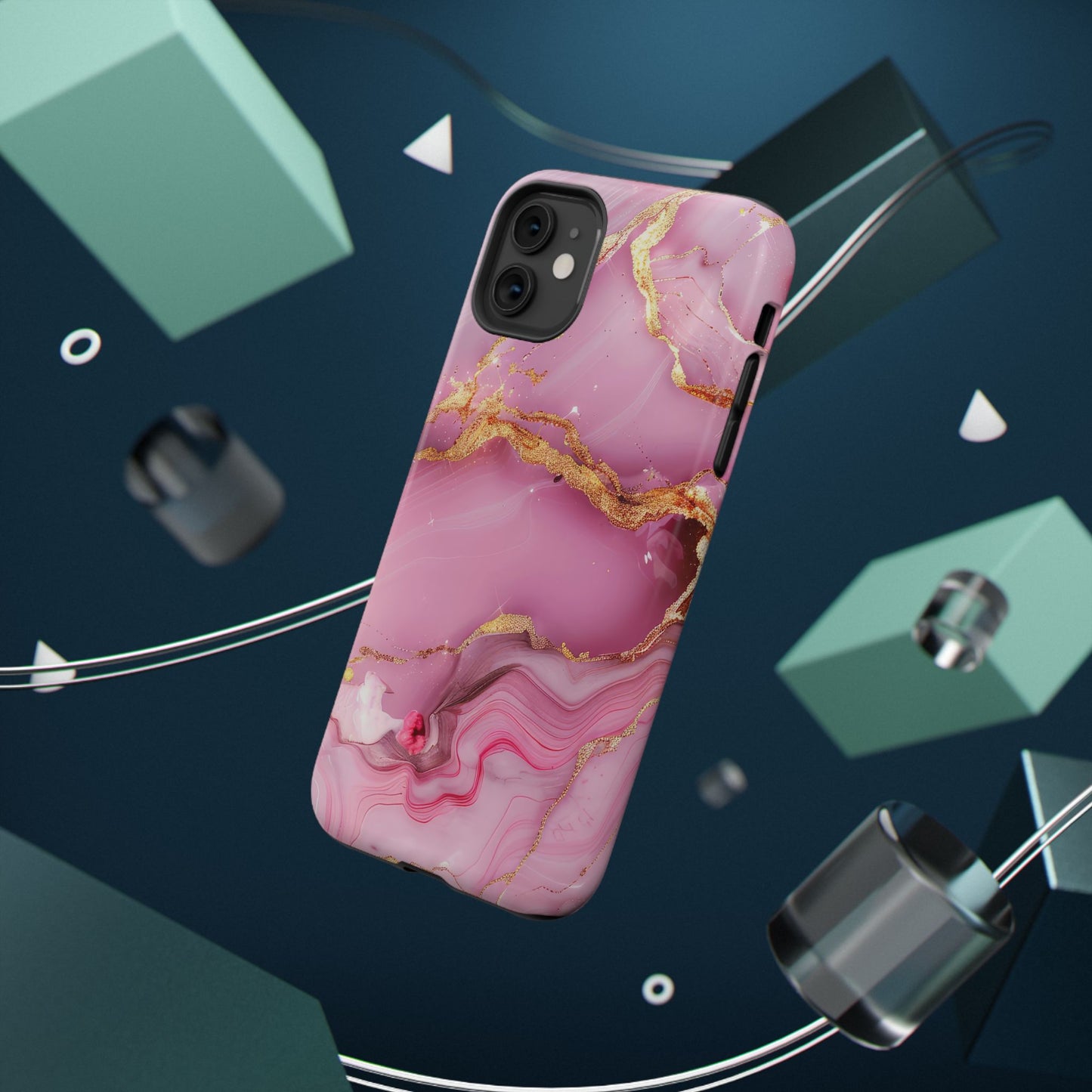 Elegant Marble Phone Case - Pink & Gold