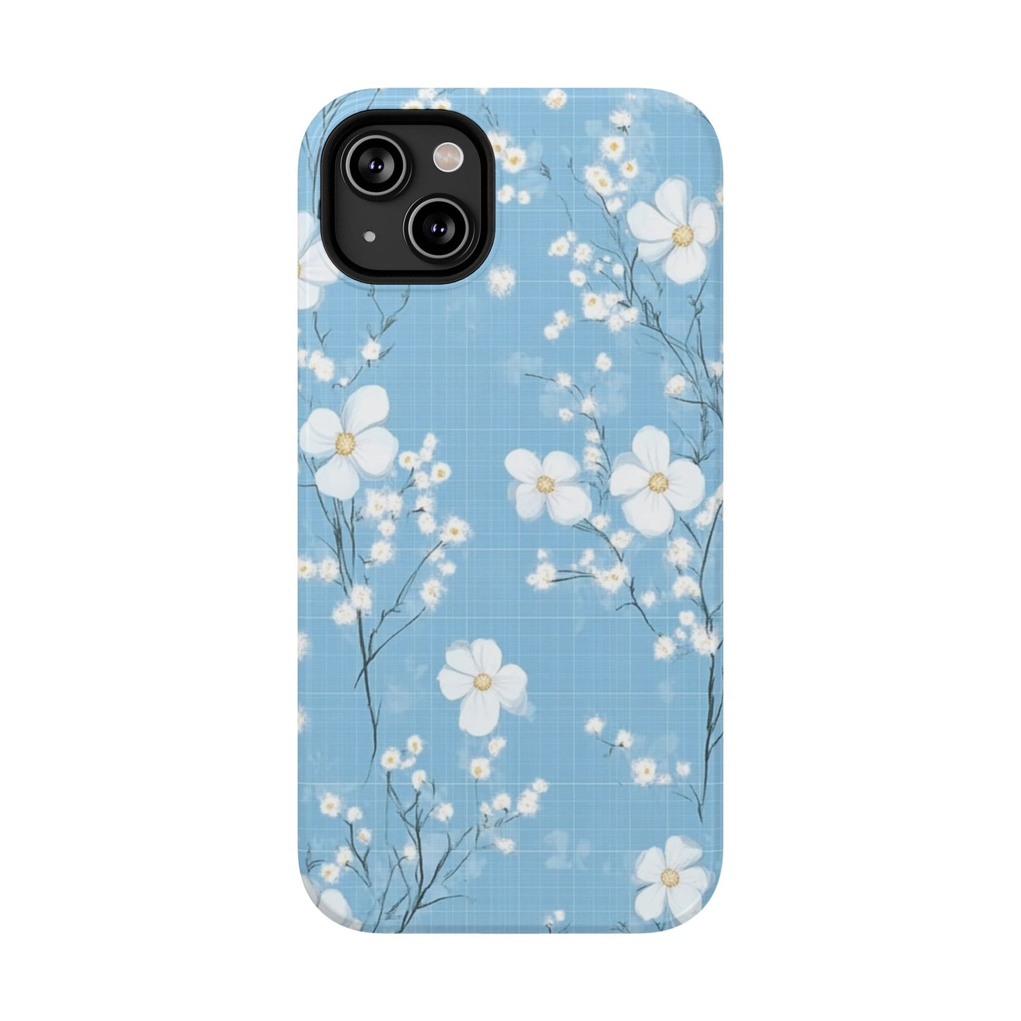 Powder Blue Floral Impact-Resistant Phone Case