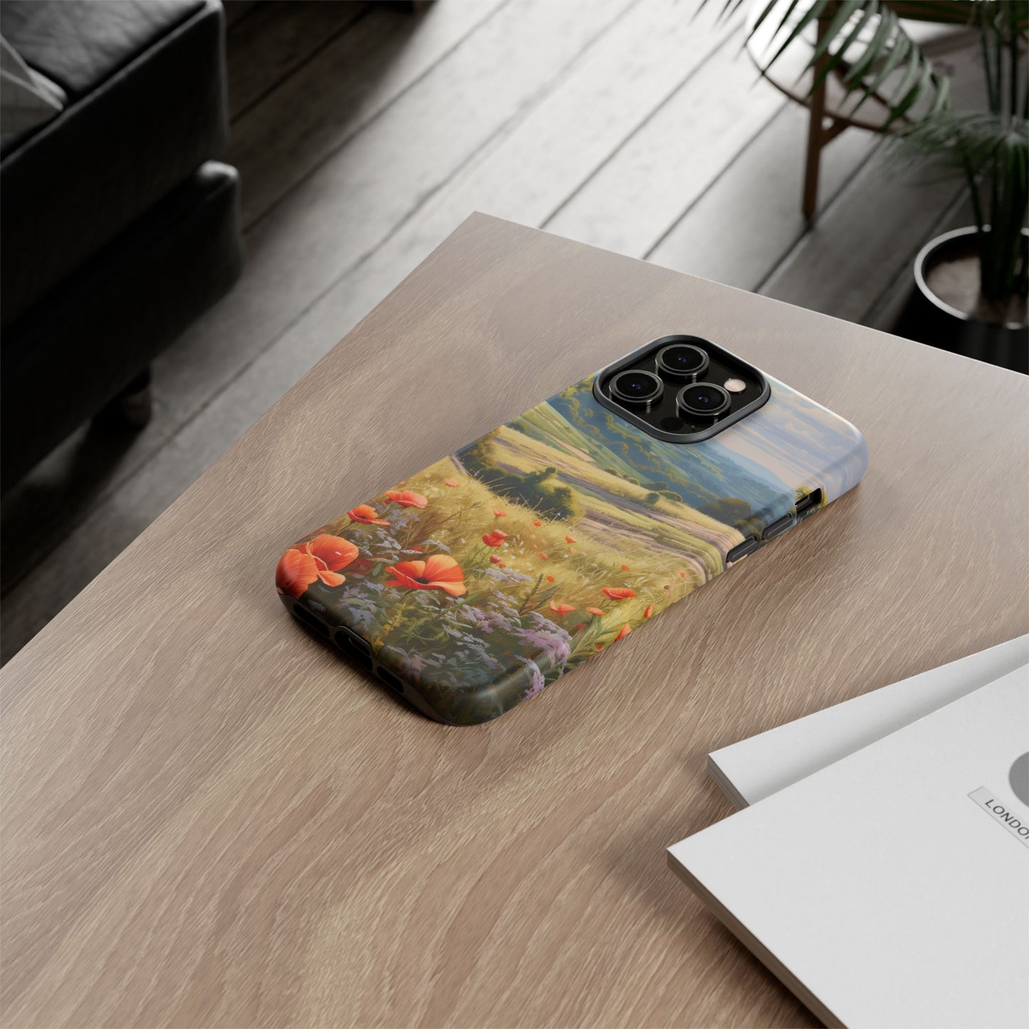 Phone Case with Beautiful Poppy Field Design