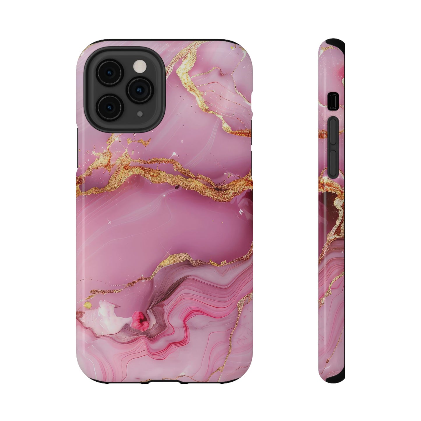 Elegant Marble Phone Case - Pink & Gold