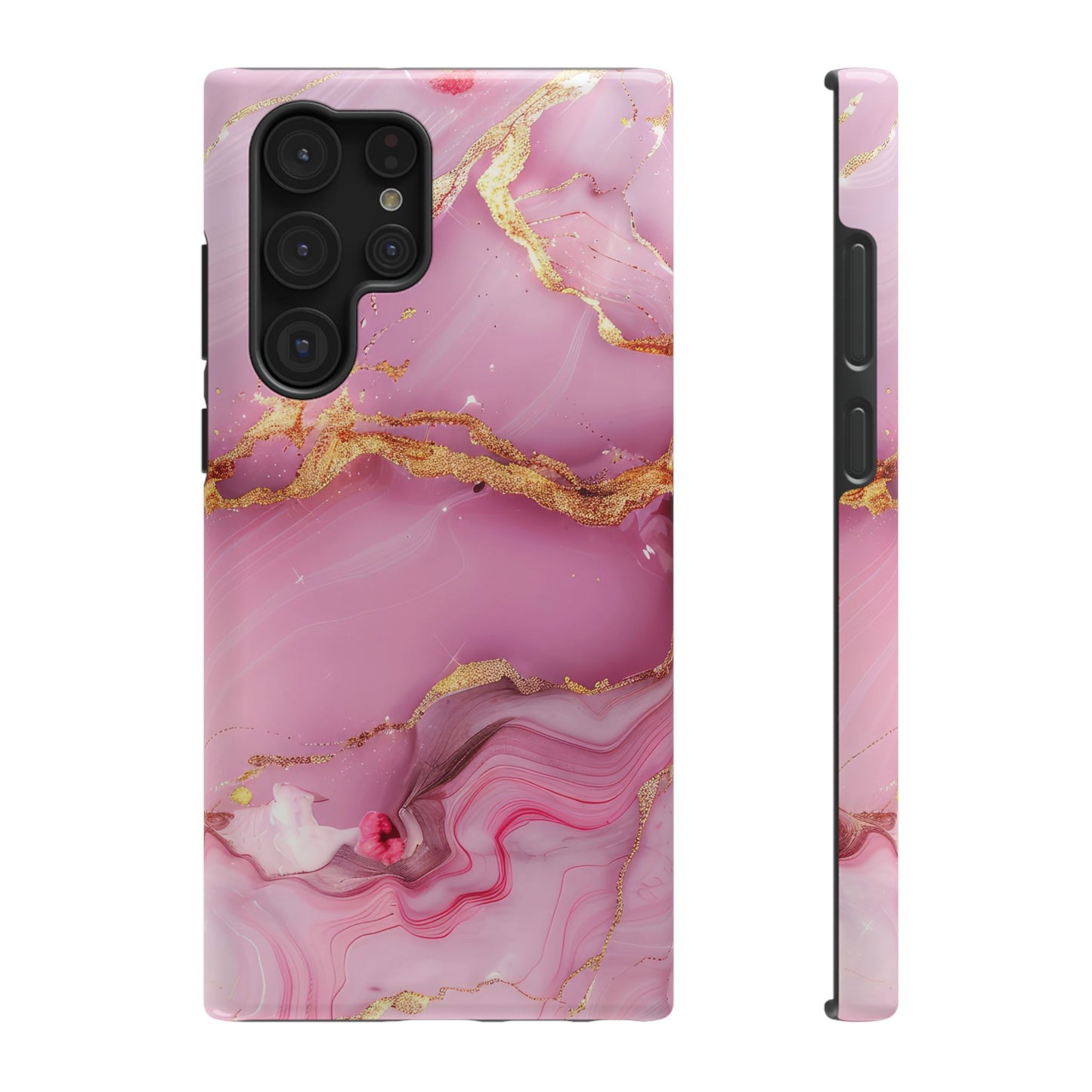 Elegant Marble Phone Case - Pink & Gold