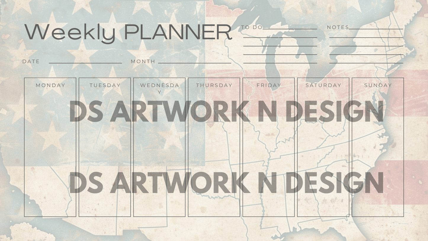 American Patriotic - Weekly Planner - DS Artwork N Design