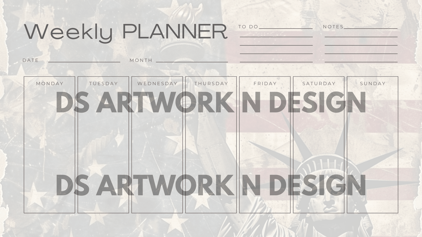 American Patriotic - Weekly Planner - DS Artwork N Design
