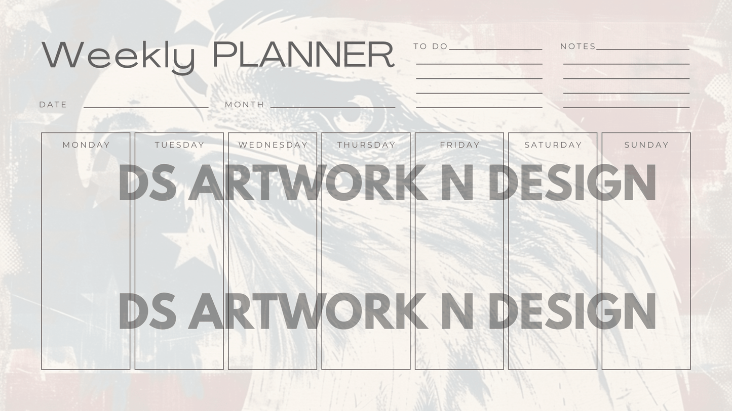 American Patriotic - Weekly Planner - DS Artwork N Design