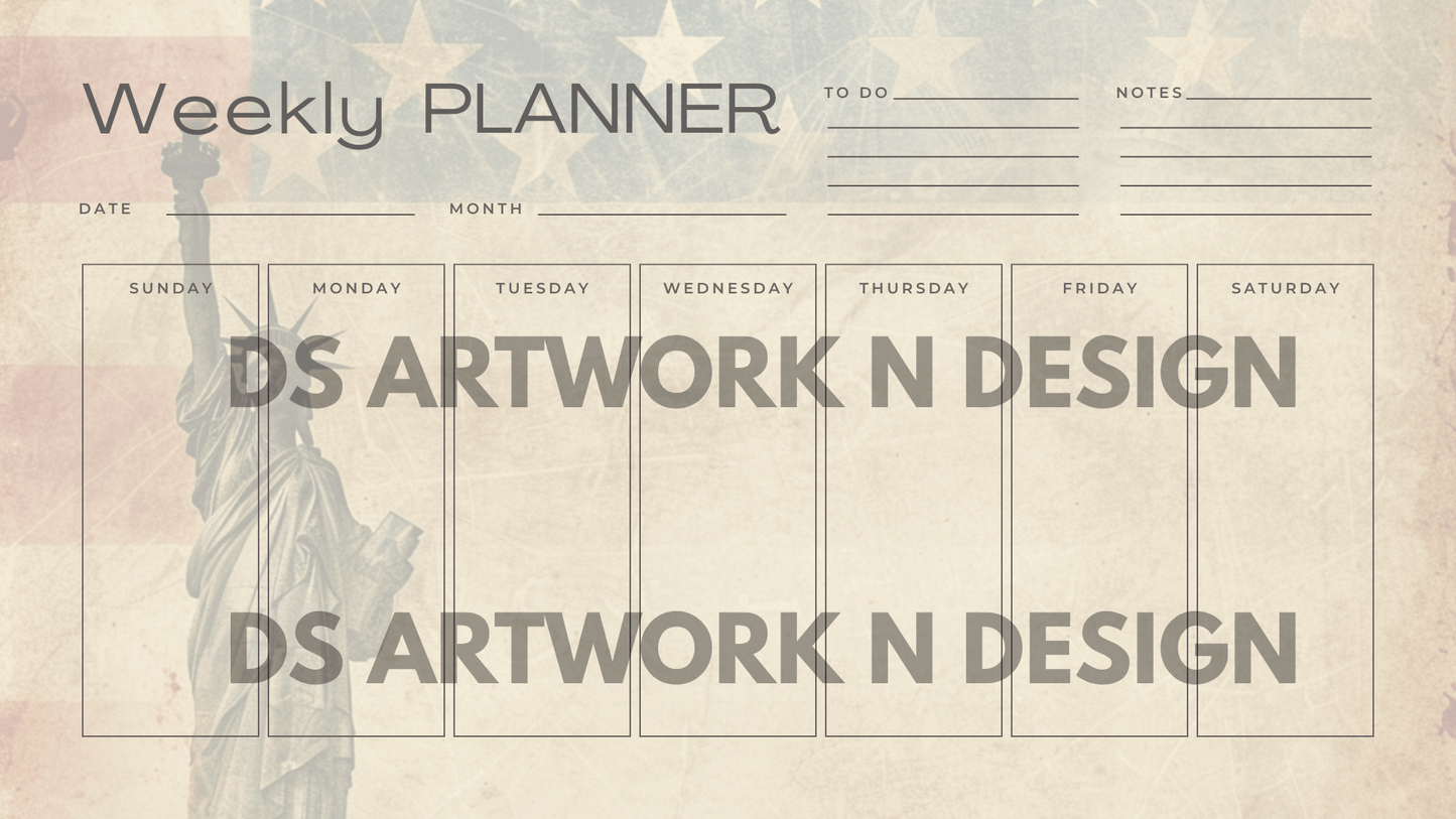 American Patriotic - Weekly Planner - DS Artwork N Design
