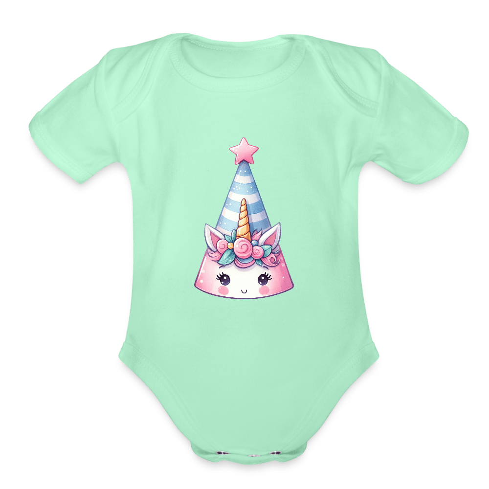 Bday Hat Unicorn - Short Sleeve Baby onesie - DS Artwork N Design