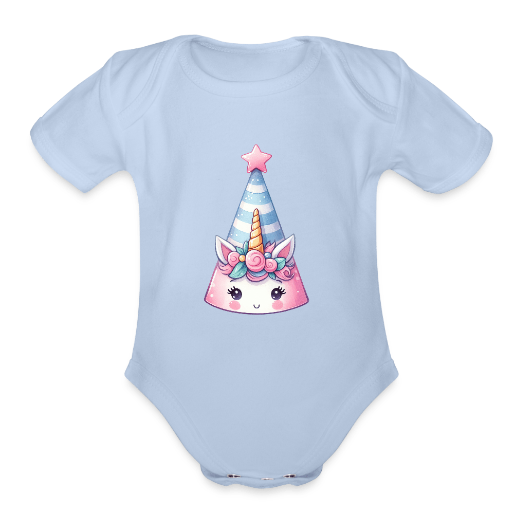 Bday Hat Unicorn - Short Sleeve Baby onesie - DS Artwork N Design