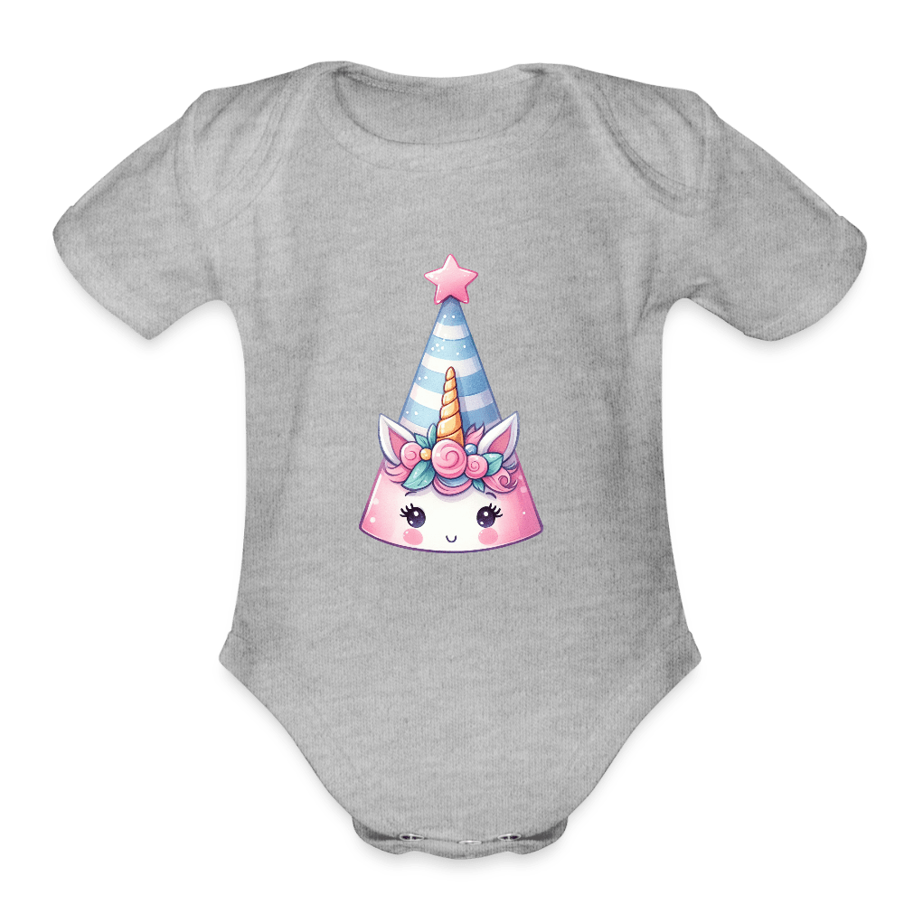 Bday Hat Unicorn - Short Sleeve Baby onesie - DS Artwork N Design