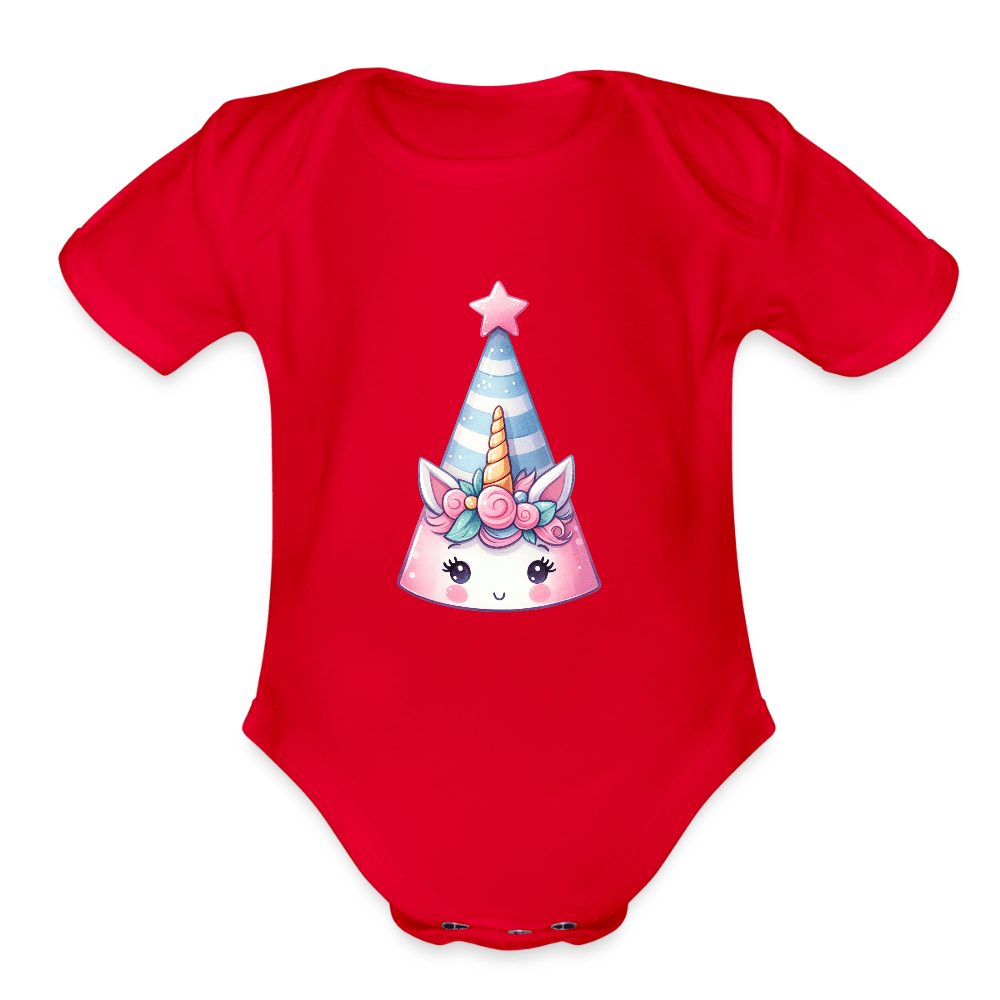 Bday Hat Unicorn - Short Sleeve Baby onesie - DS Artwork N Design