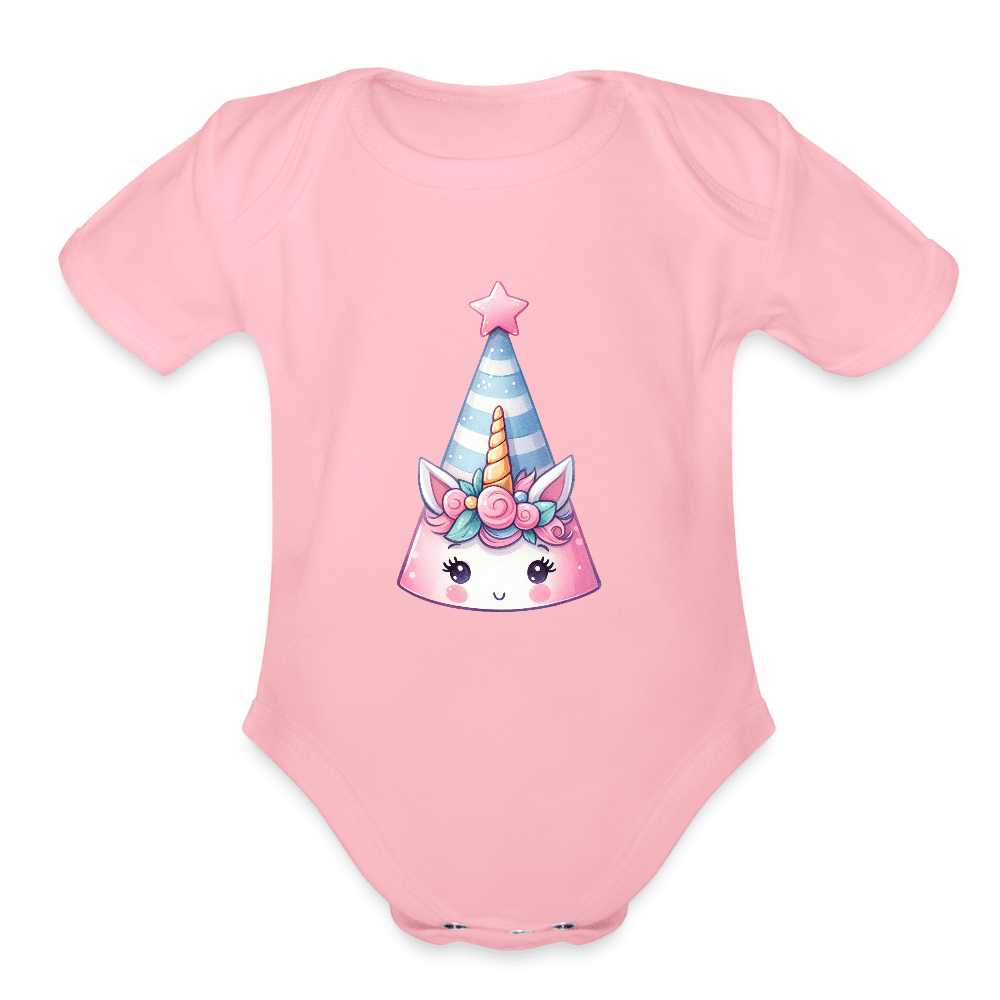 Bday Hat Unicorn - Short Sleeve Baby onesie - DS Artwork N Design