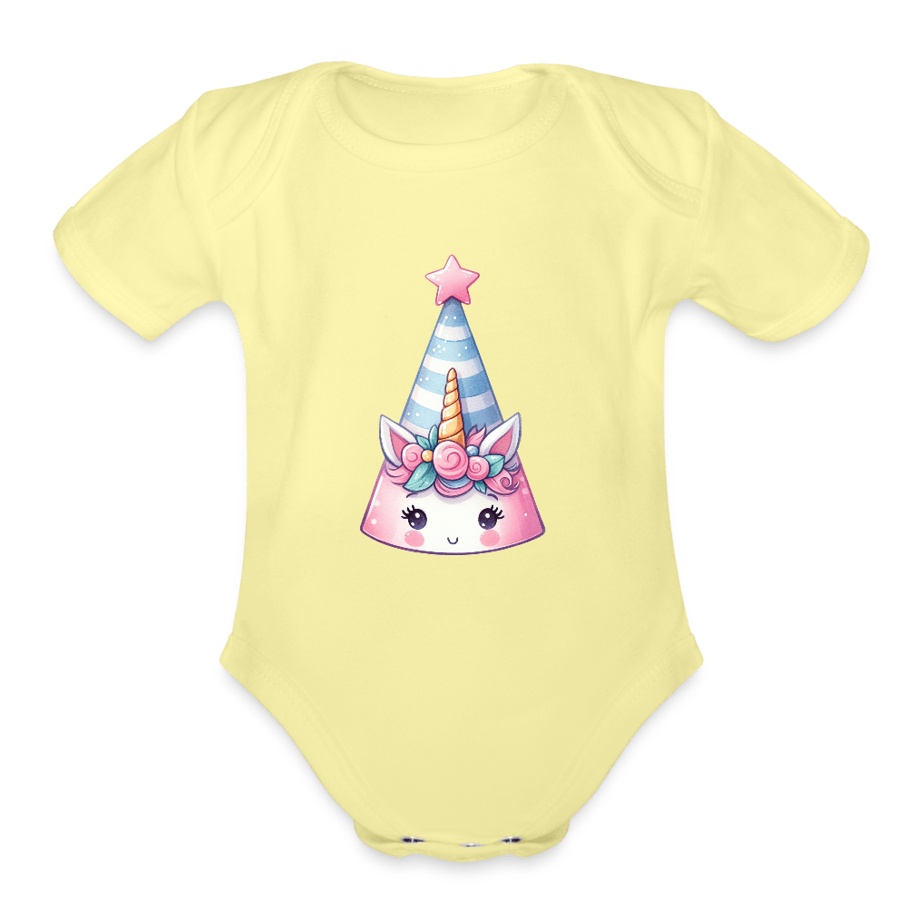 Bday Hat Unicorn - Short Sleeve Baby onesie - DS Artwork N Design