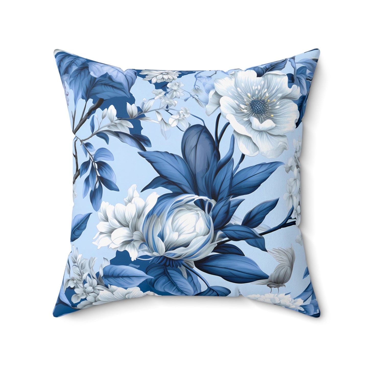Blue Floral Decorative Pillow - DS Artwork N Design