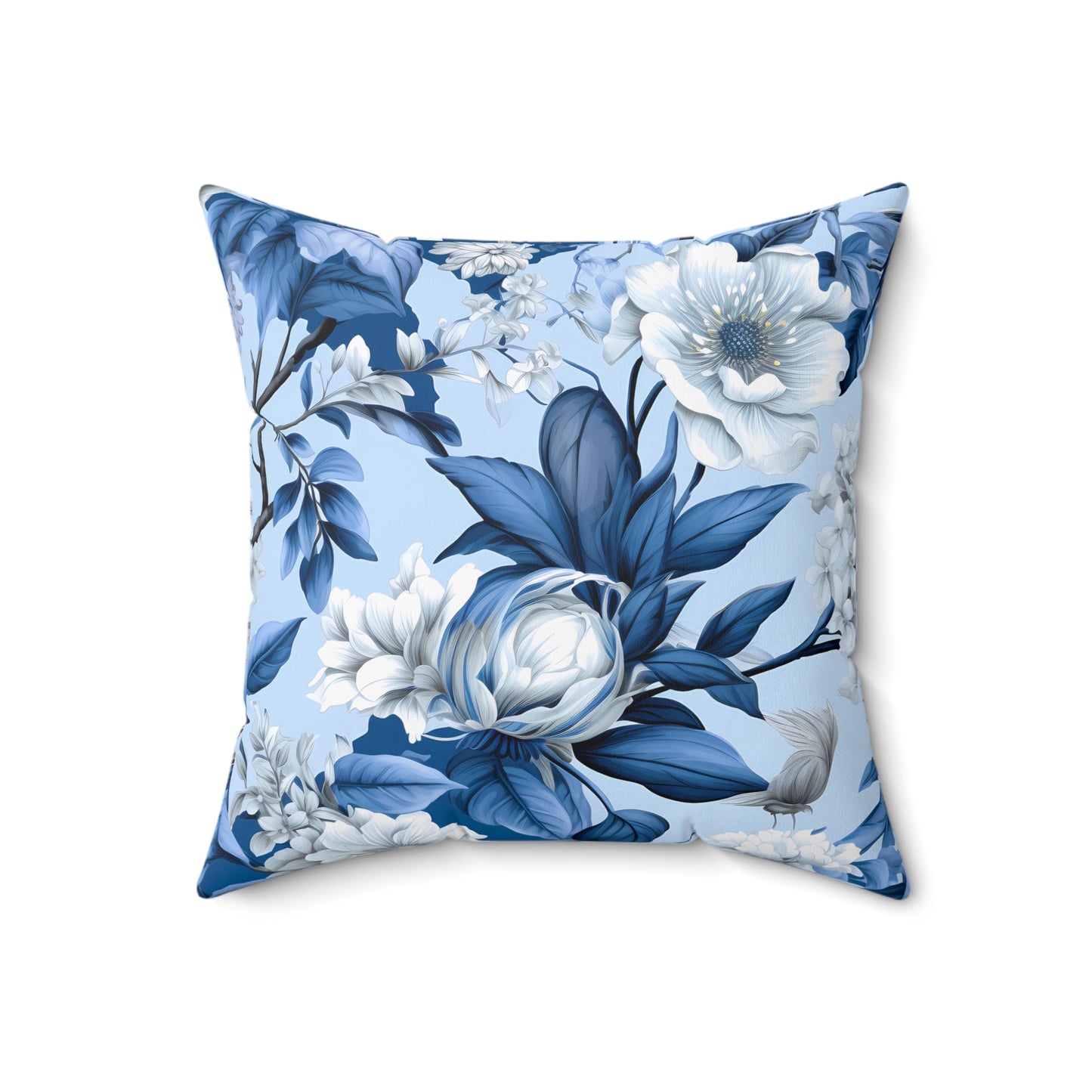 Blue Floral Decorative Pillow - DS Artwork N Design