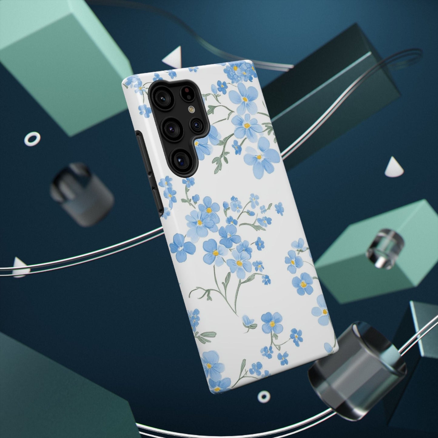Blue Flower Design Floral Phone Case - DS Artwork N Design