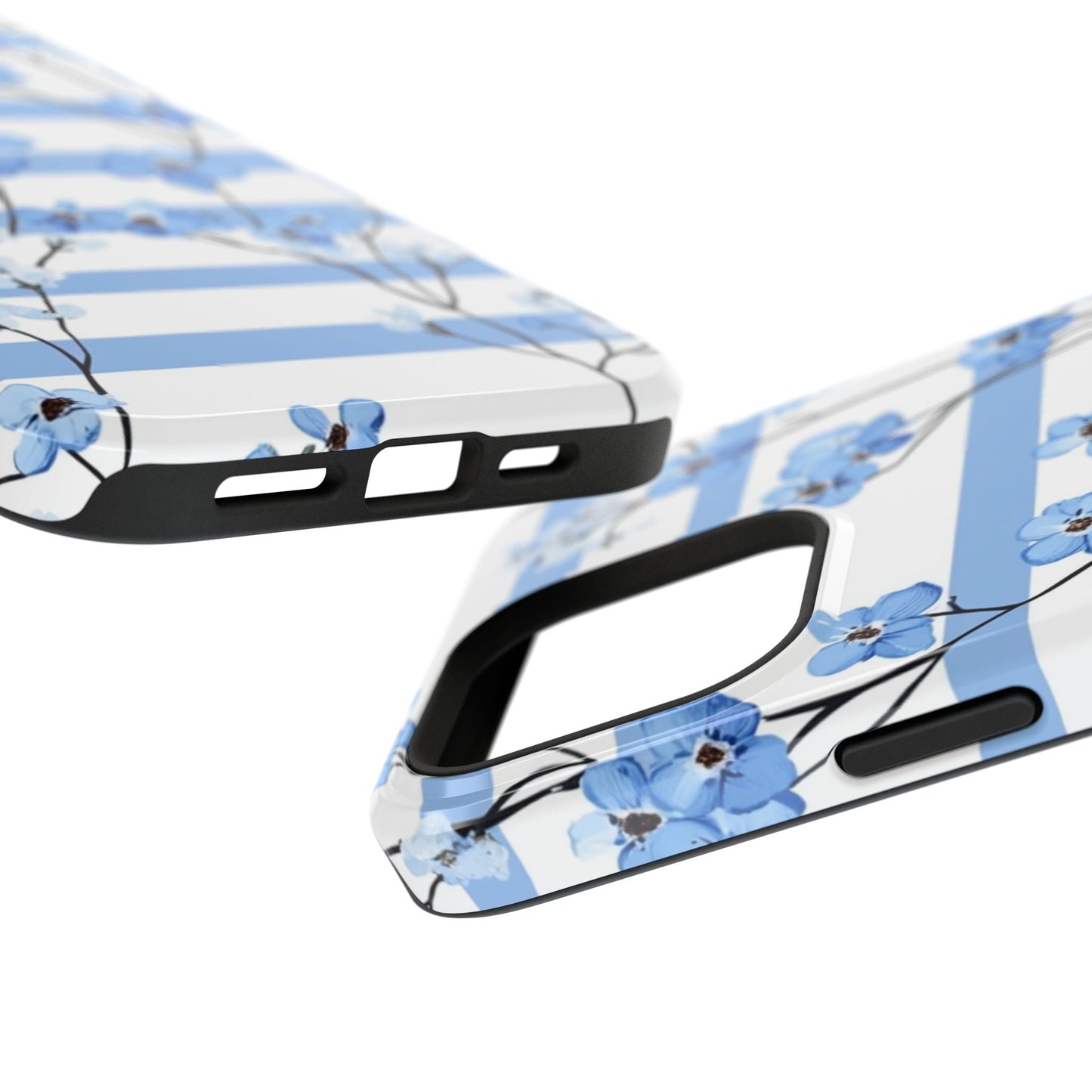 Blue stripe Floral Impact - Resistant Phone Case - DS Artwork N Design