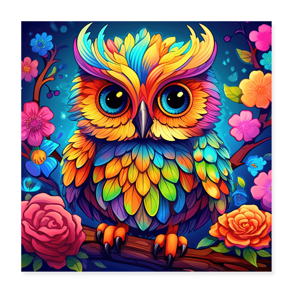 Colorful Owl - Poster 16x16 - DS Artwork N Design