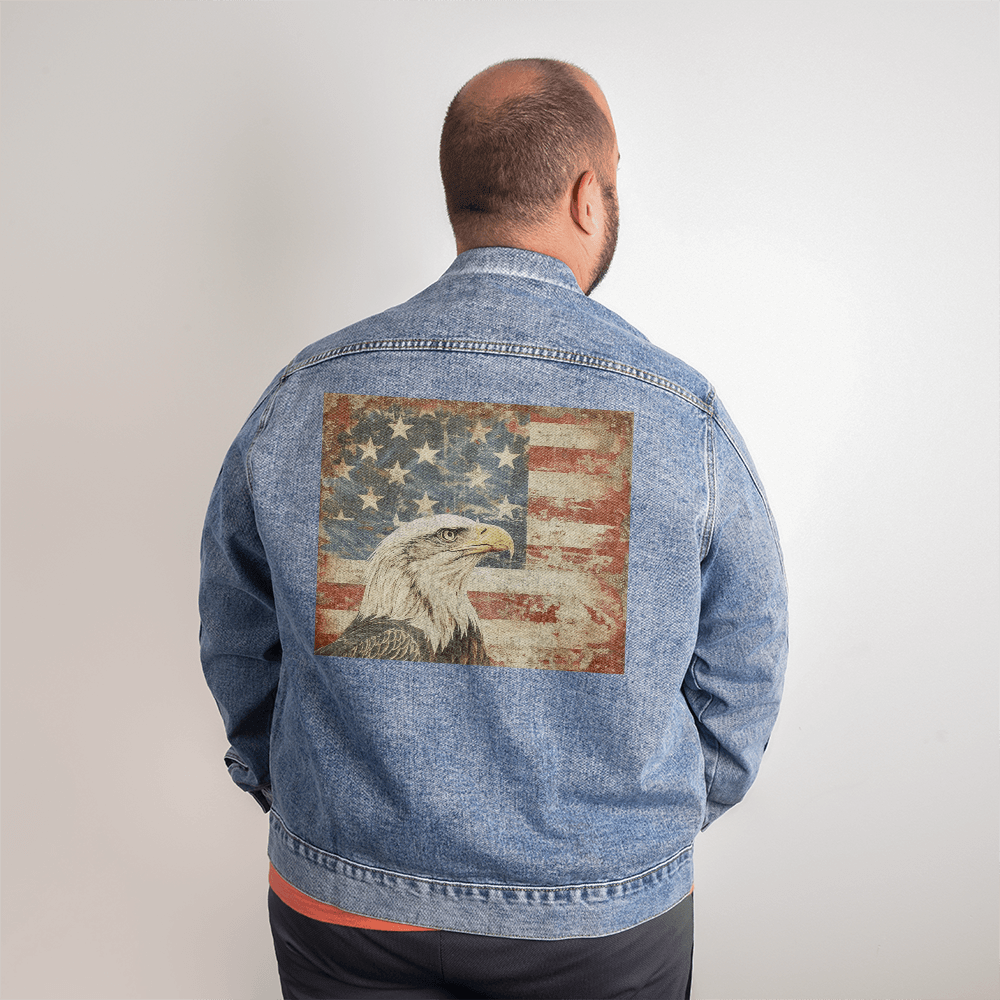 Eagle Flag - Men's Jean Jacket - DS Artwork N Design