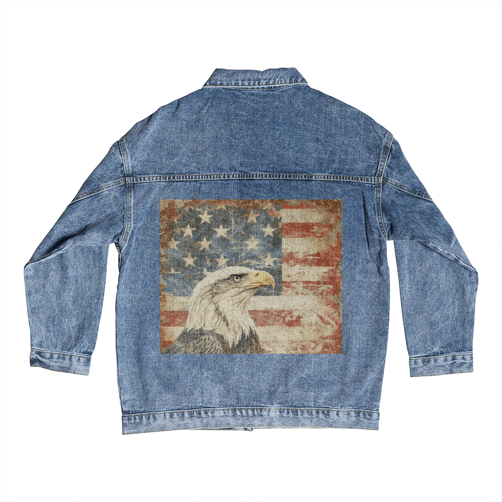 Eagle Flag - Men's Jean Jacket - DS Artwork N Design