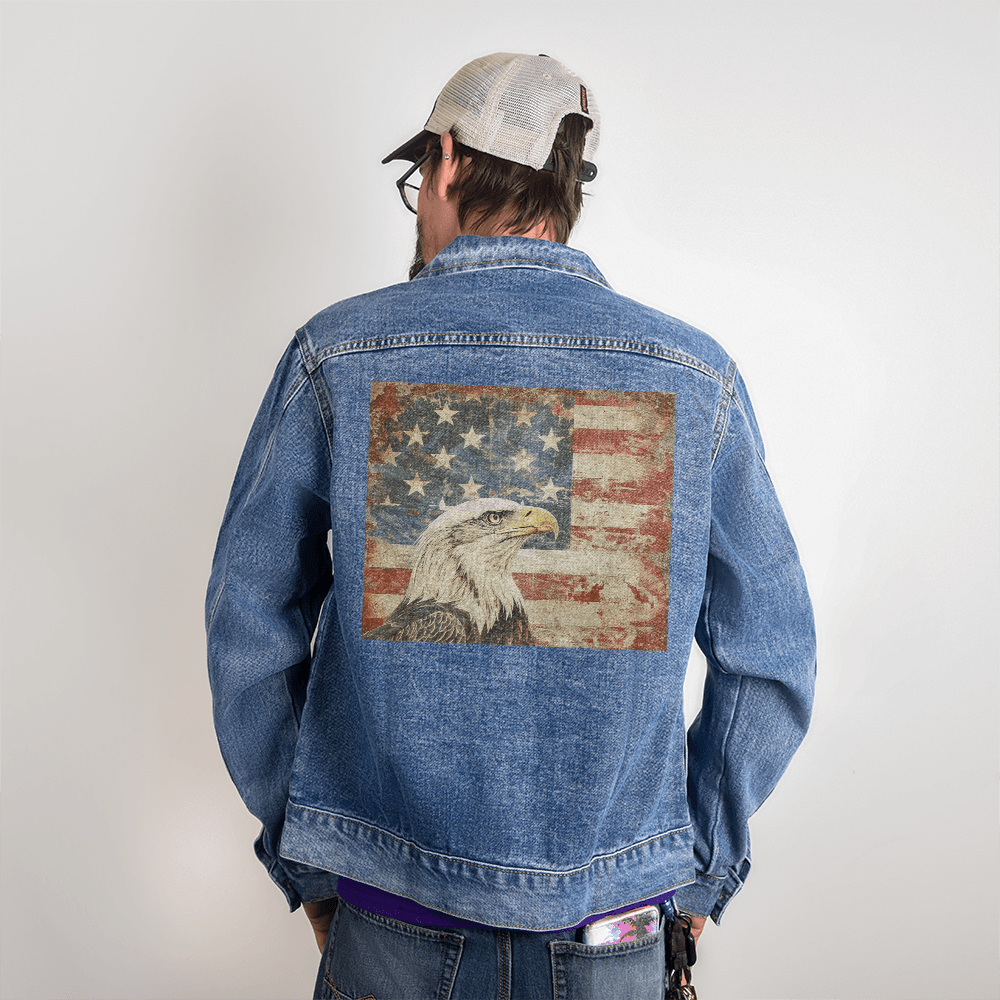 Eagle Flag - Men's Jean Jacket - DS Artwork N Design