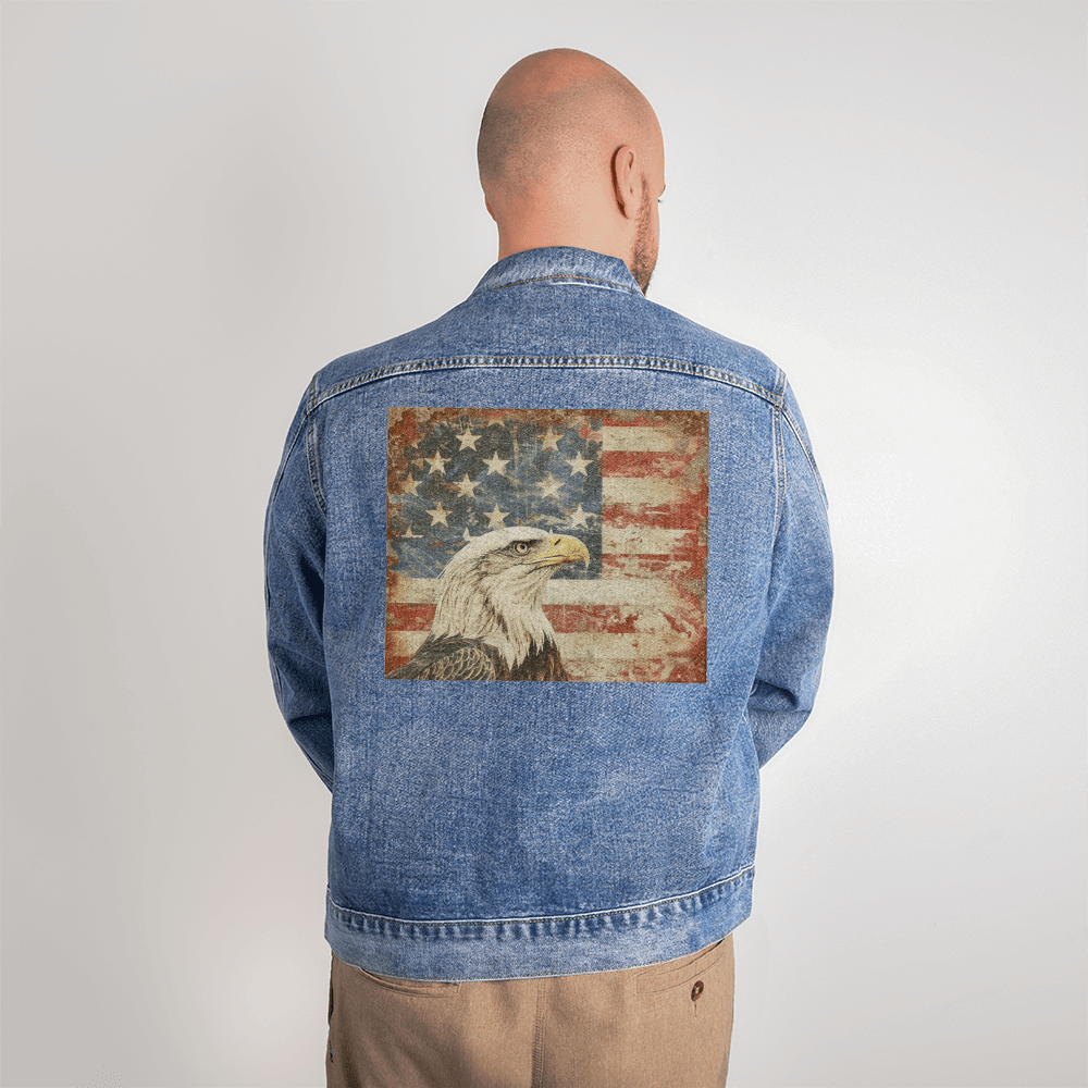 Eagle Flag - Men's Jean Jacket - DS Artwork N Design