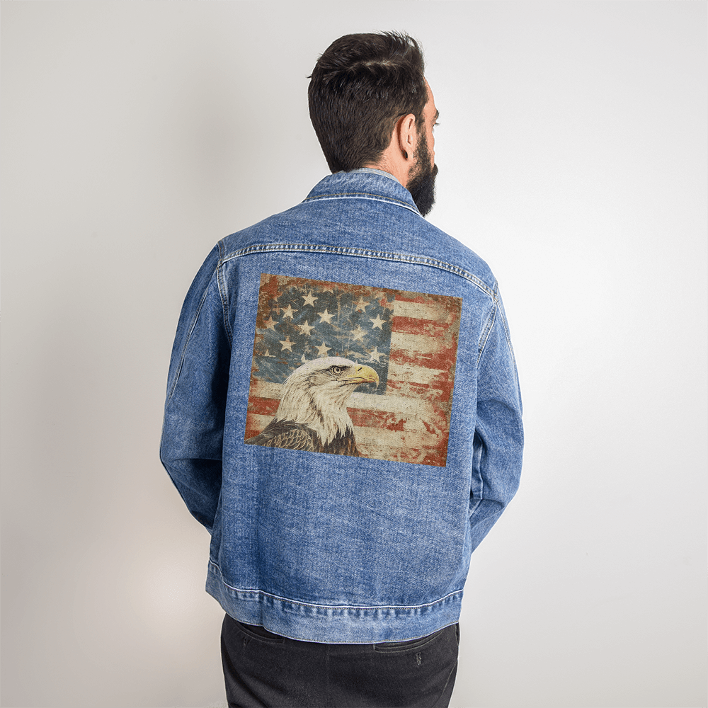 Eagle Flag - Men's Jean Jacket - DS Artwork N Design